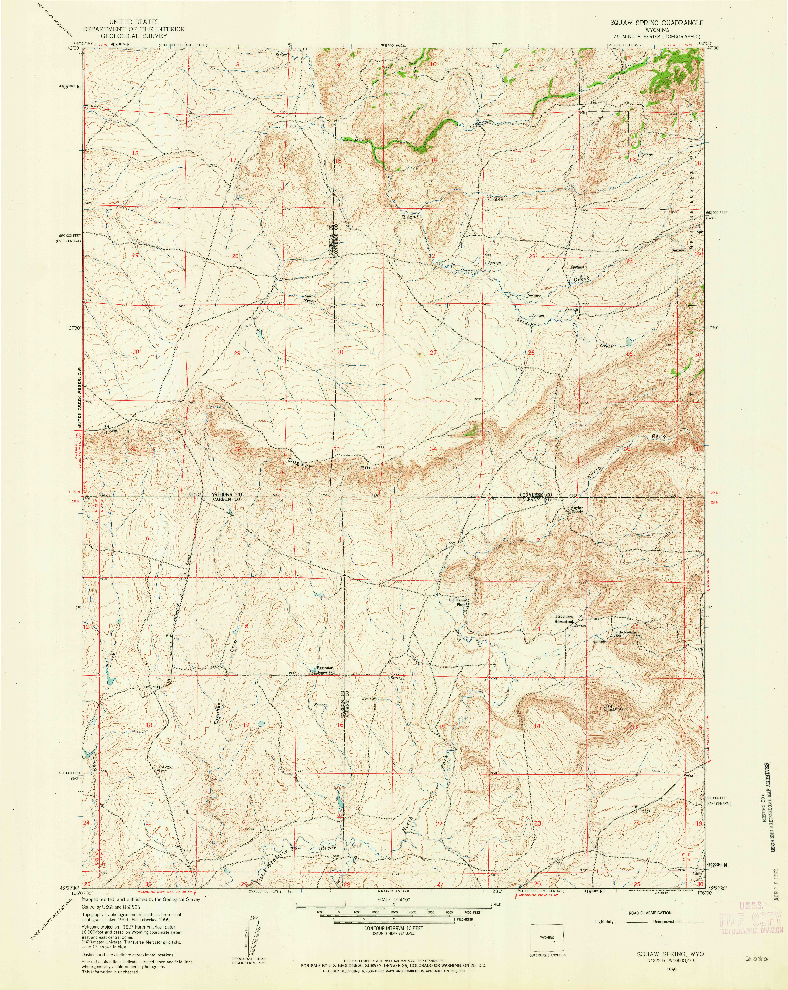 USGS 1:24000-SCALE QUADRANGLE FOR SQUAW SPRING, WY 1959