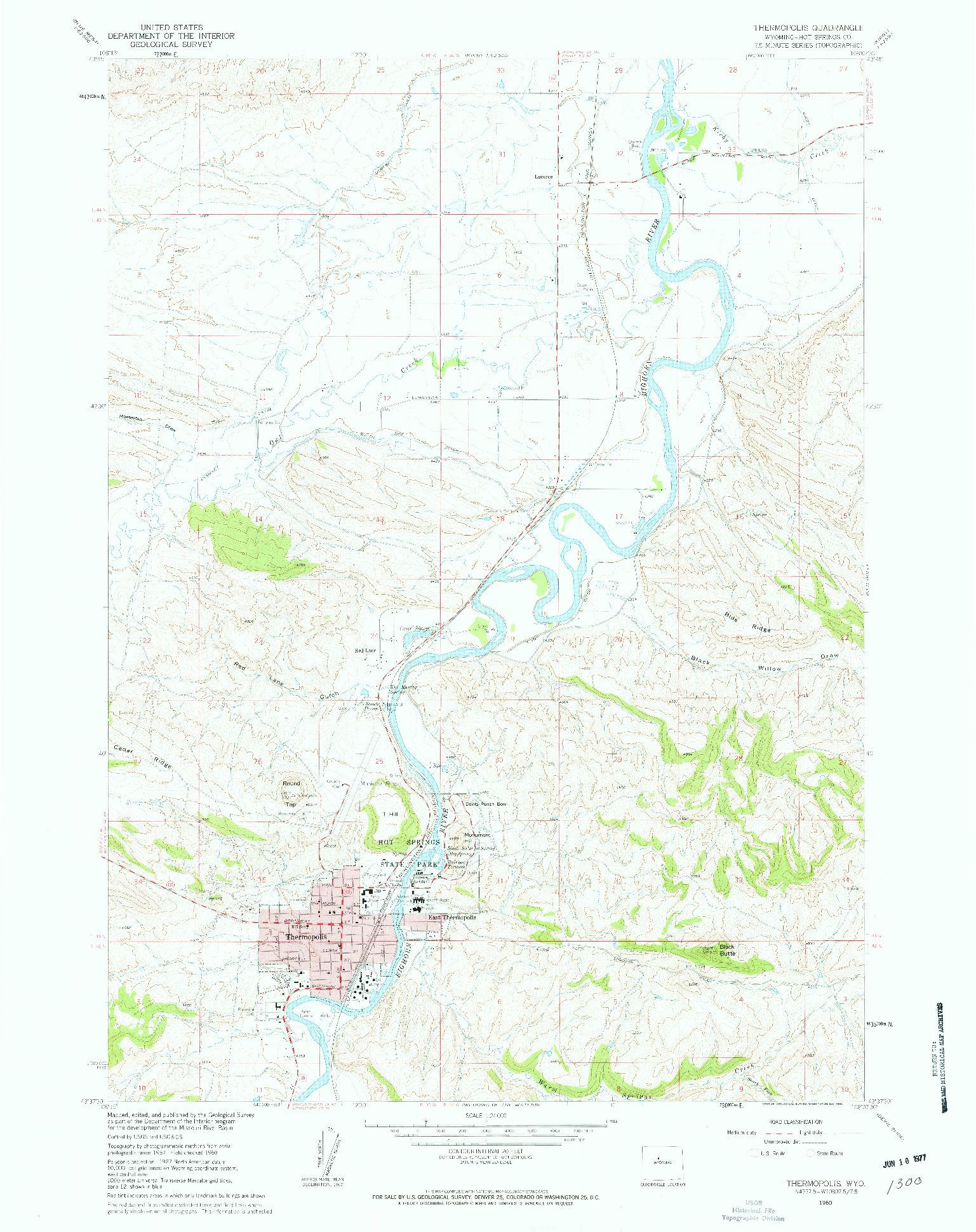 USGS 1:24000-SCALE QUADRANGLE FOR THERMOPOLIS, WY 1960