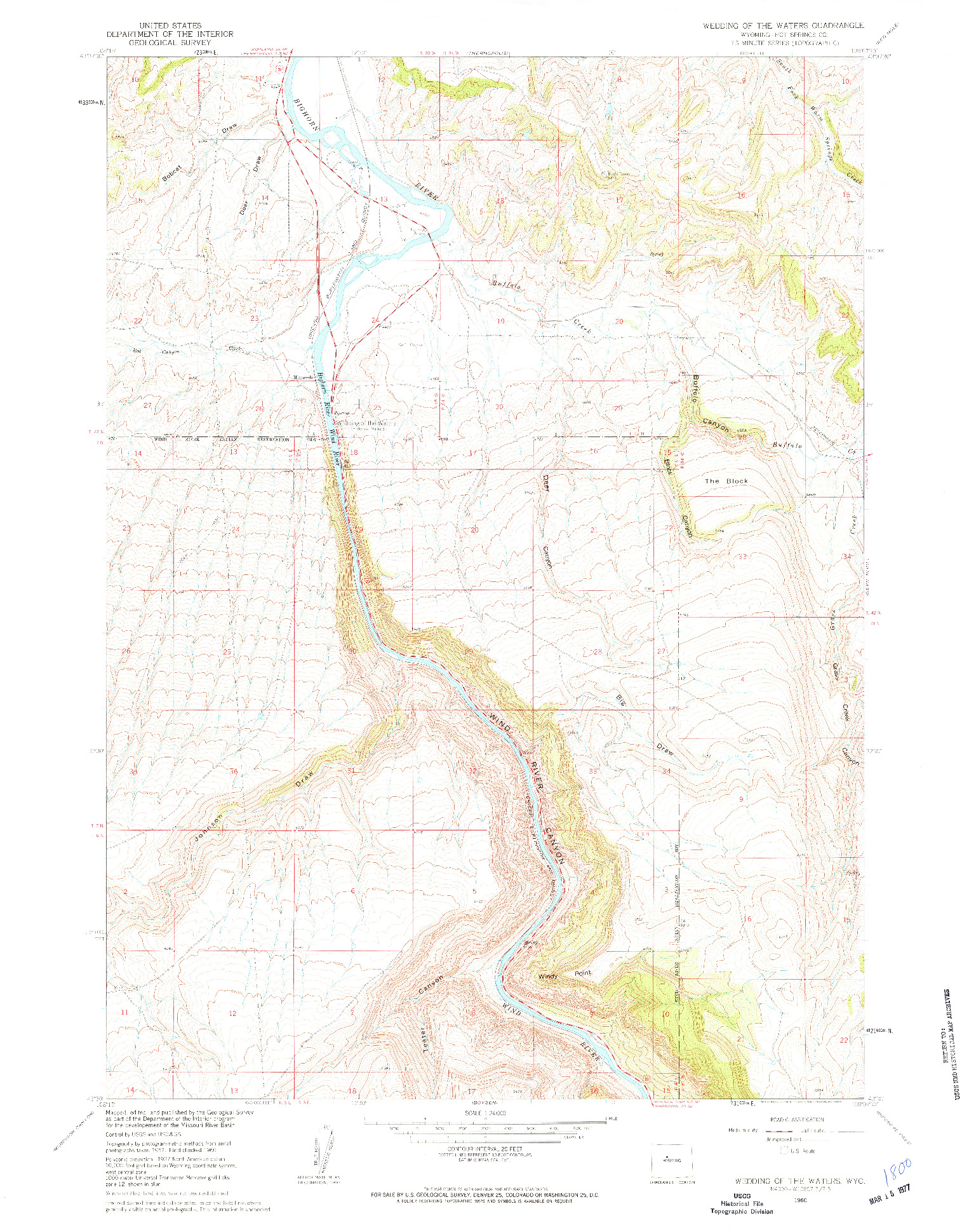 USGS 1:24000-SCALE QUADRANGLE FOR WEDDING OF THE WATERS, WY 1960