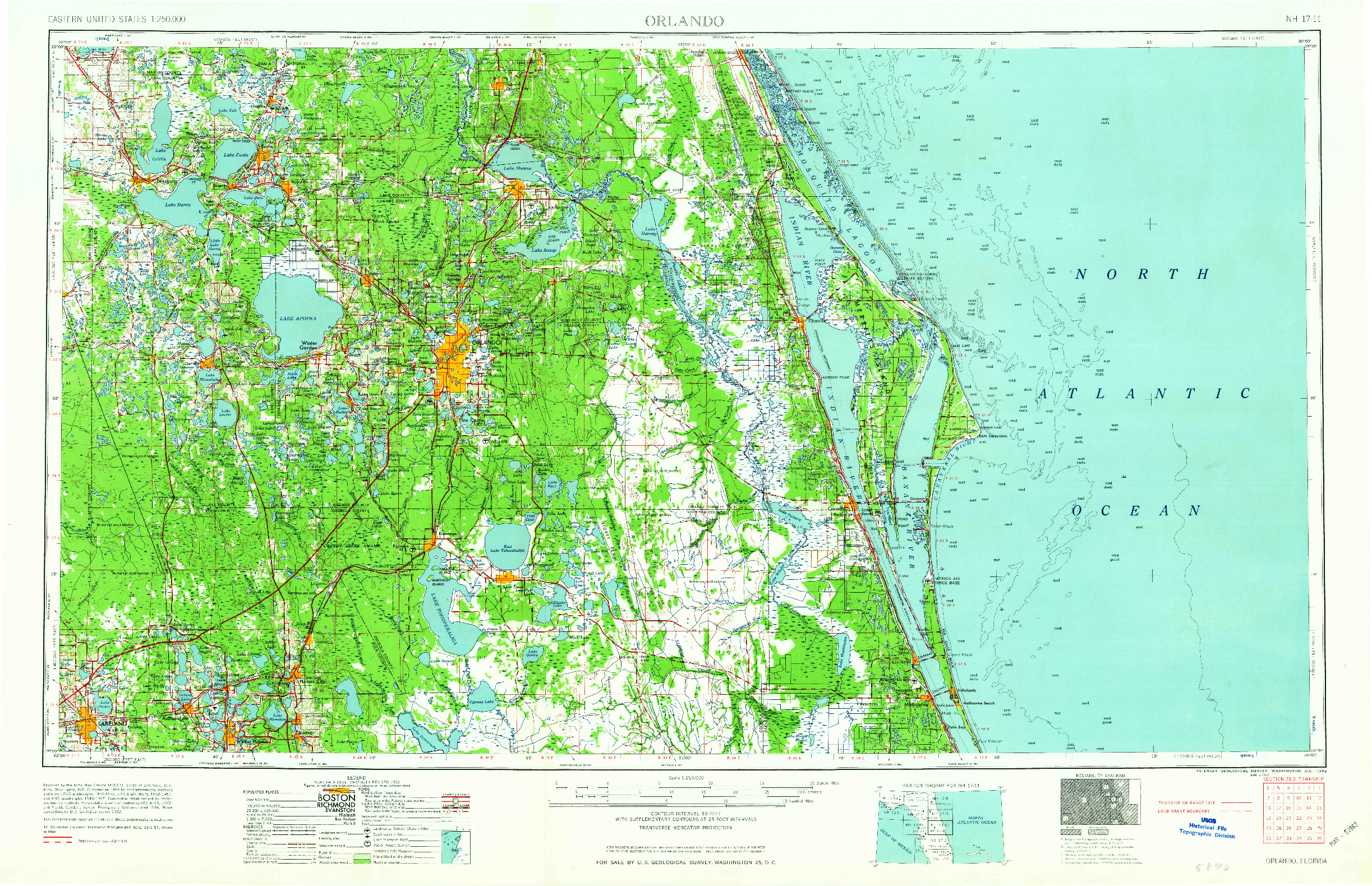 USGS 1:250000-SCALE QUADRANGLE FOR ORLANDO, FL 1962
