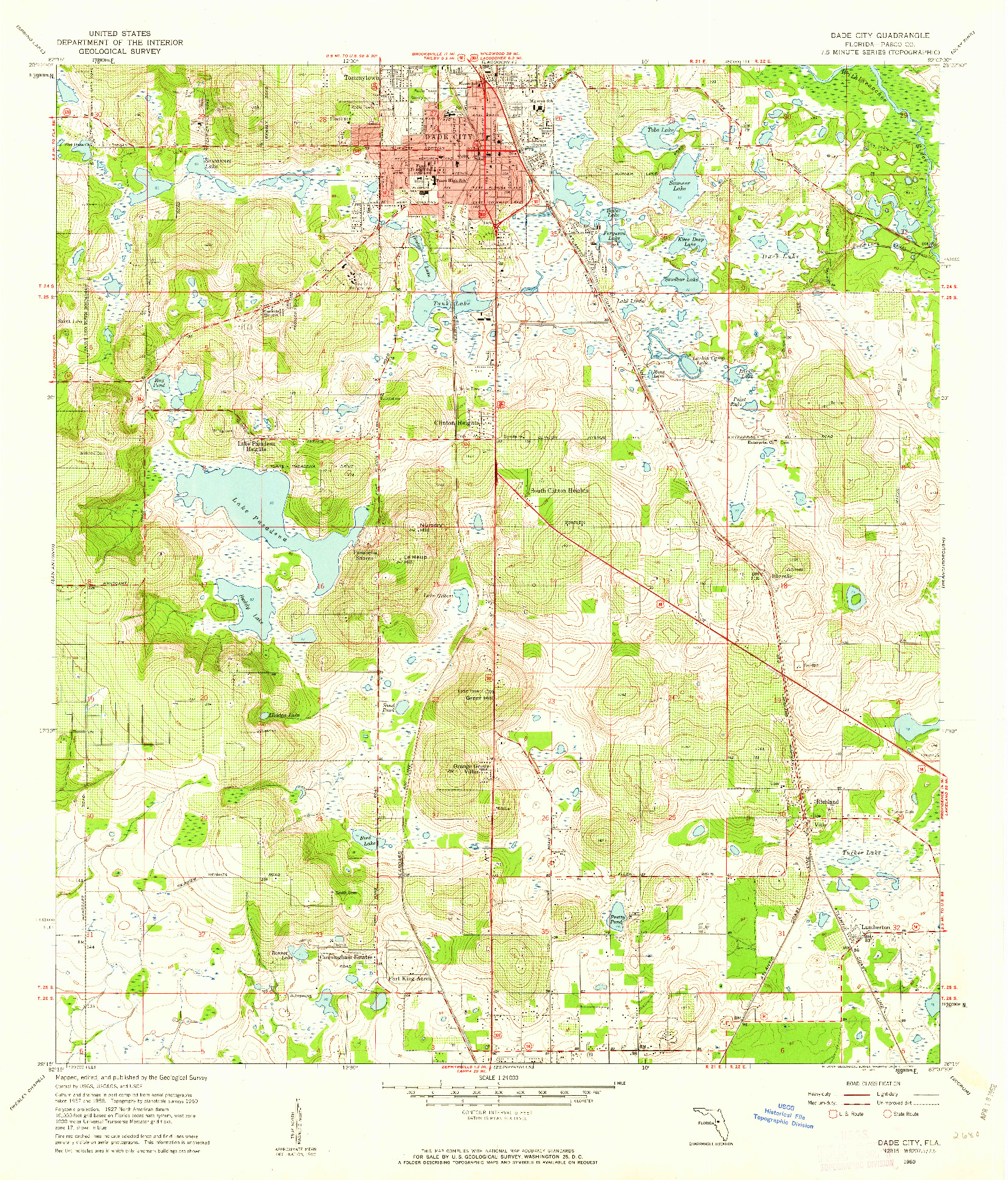 USGS 1:24000-SCALE QUADRANGLE FOR DADE CITY, FL 1960