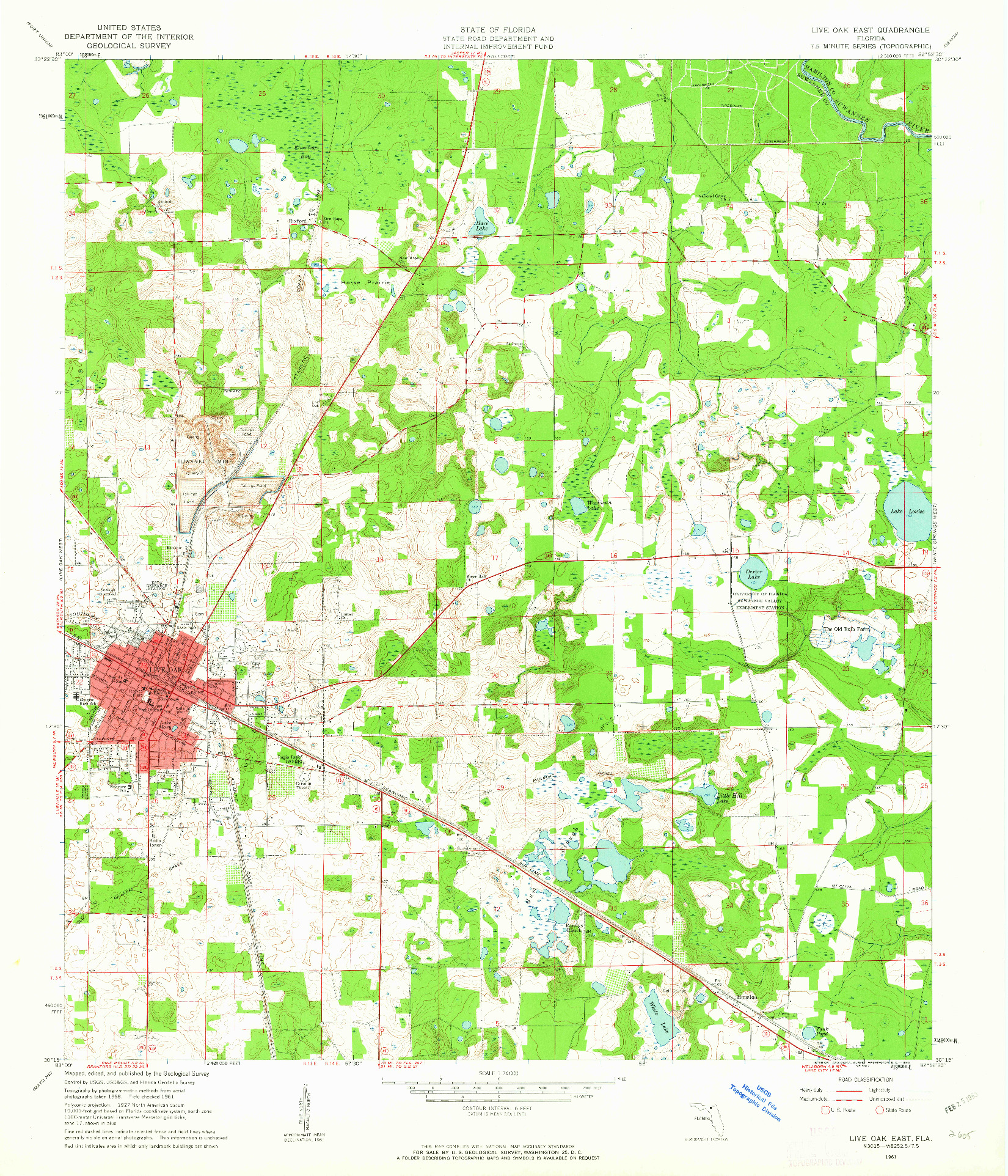 USGS 1:24000-SCALE QUADRANGLE FOR LIVE OAK EAST, FL 1961