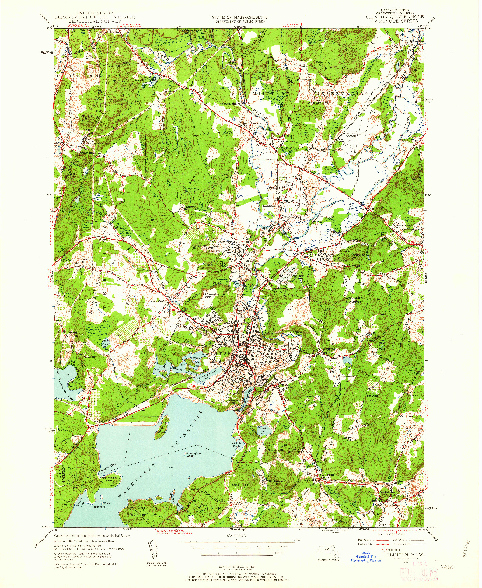USGS 1:24000-SCALE QUADRANGLE FOR CLINTON, MA 1950