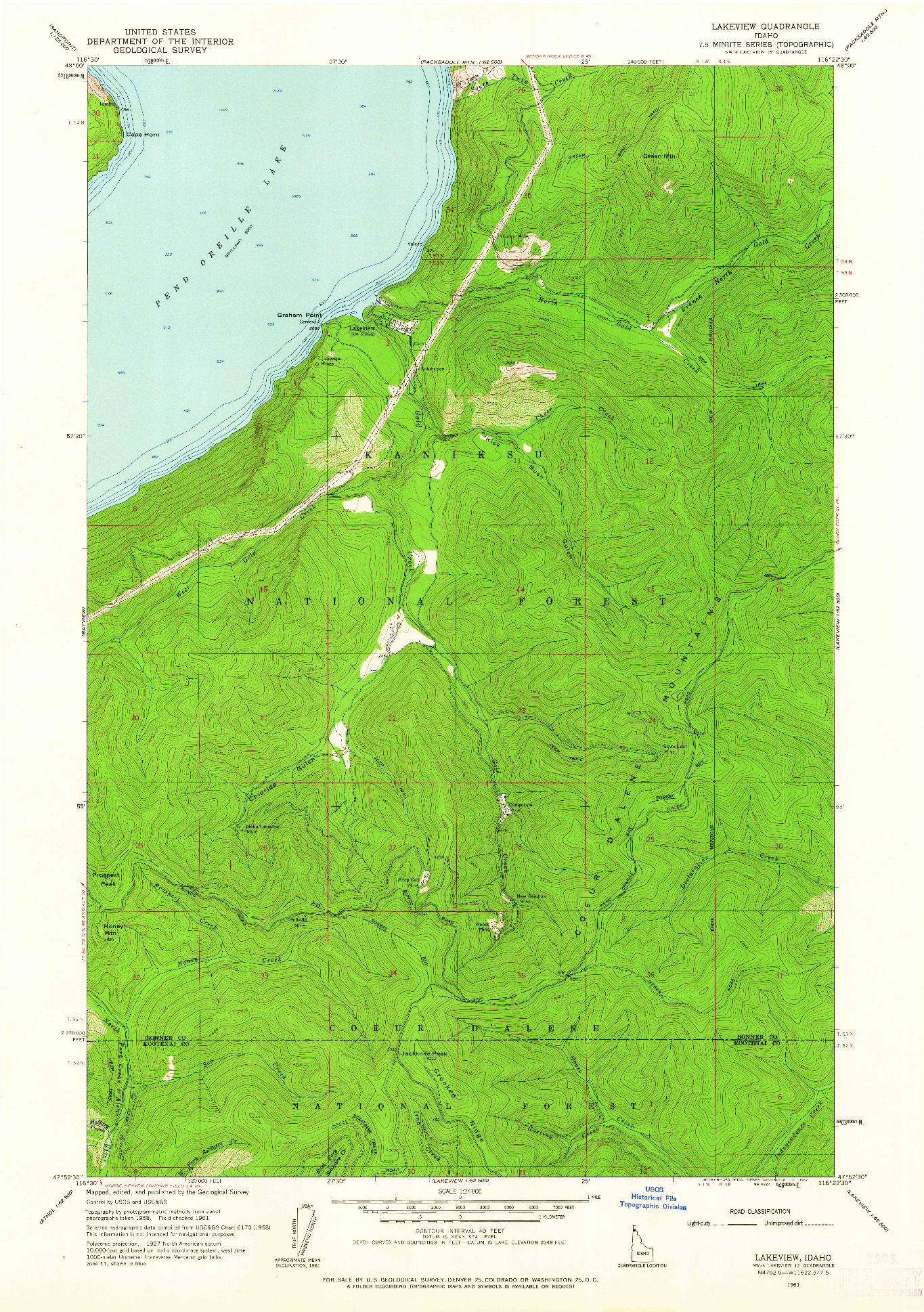 USGS 1:24000-SCALE QUADRANGLE FOR LAKEVIEW, ID 1961