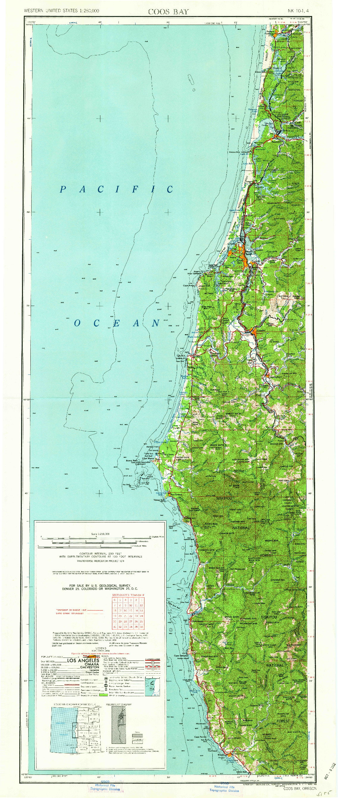 USGS 1:250000-SCALE QUADRANGLE FOR COOS BAY, OR 1962
