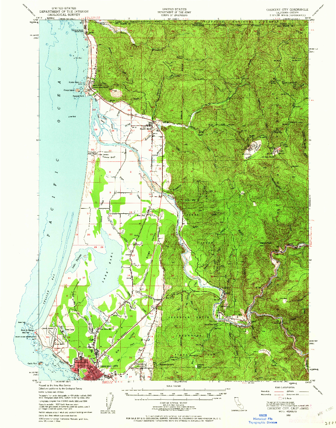 USGS 1:62500-SCALE QUADRANGLE FOR CRESCENT CITY, CA 1952