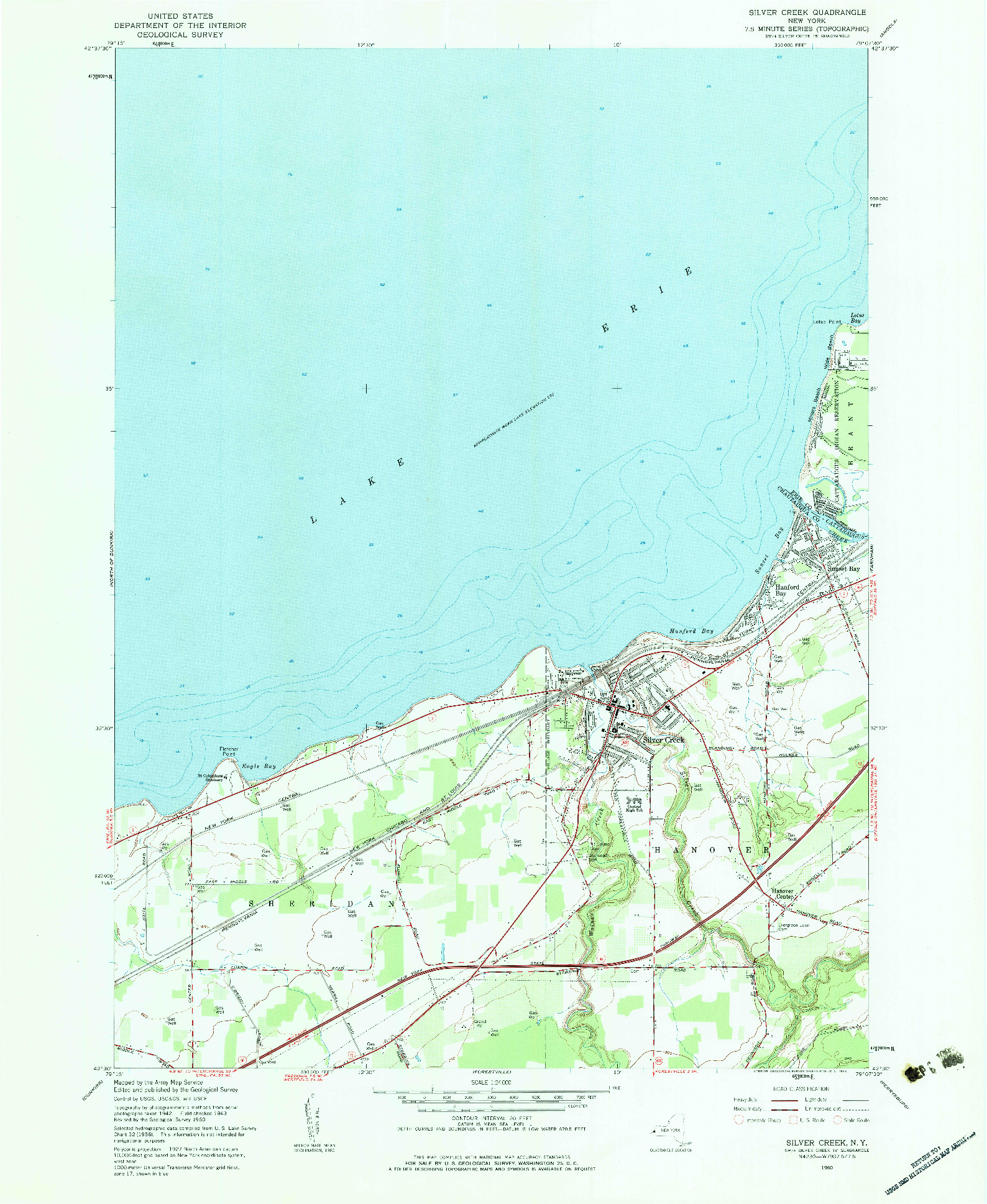 USGS 1:24000-SCALE QUADRANGLE FOR SILVER CREEK, NY 1960