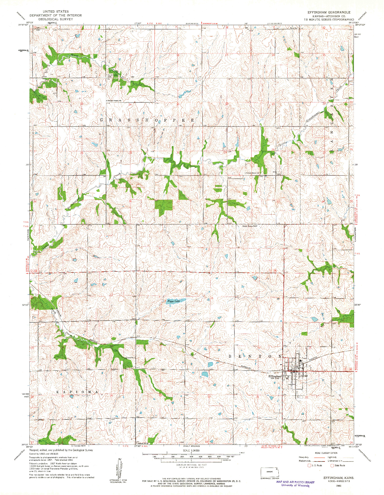 USGS 1:24000-SCALE QUADRANGLE FOR EFFINGHAM, KS 1961