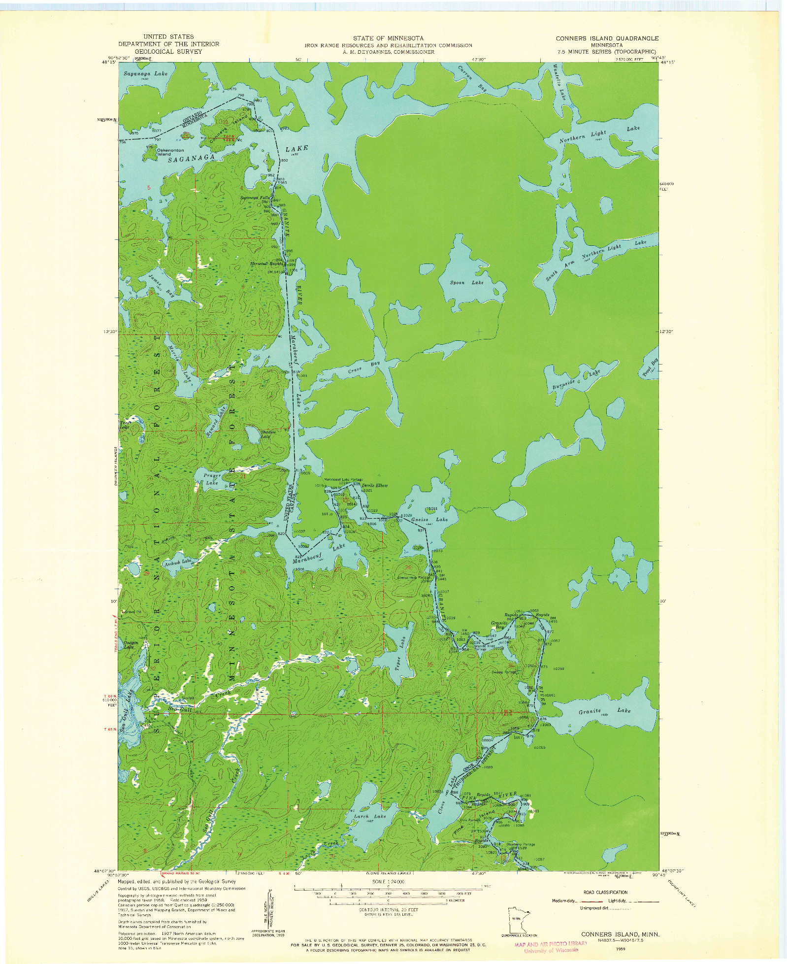 USGS 1:24000-SCALE QUADRANGLE FOR CONNERS ISLAND, MN 1959