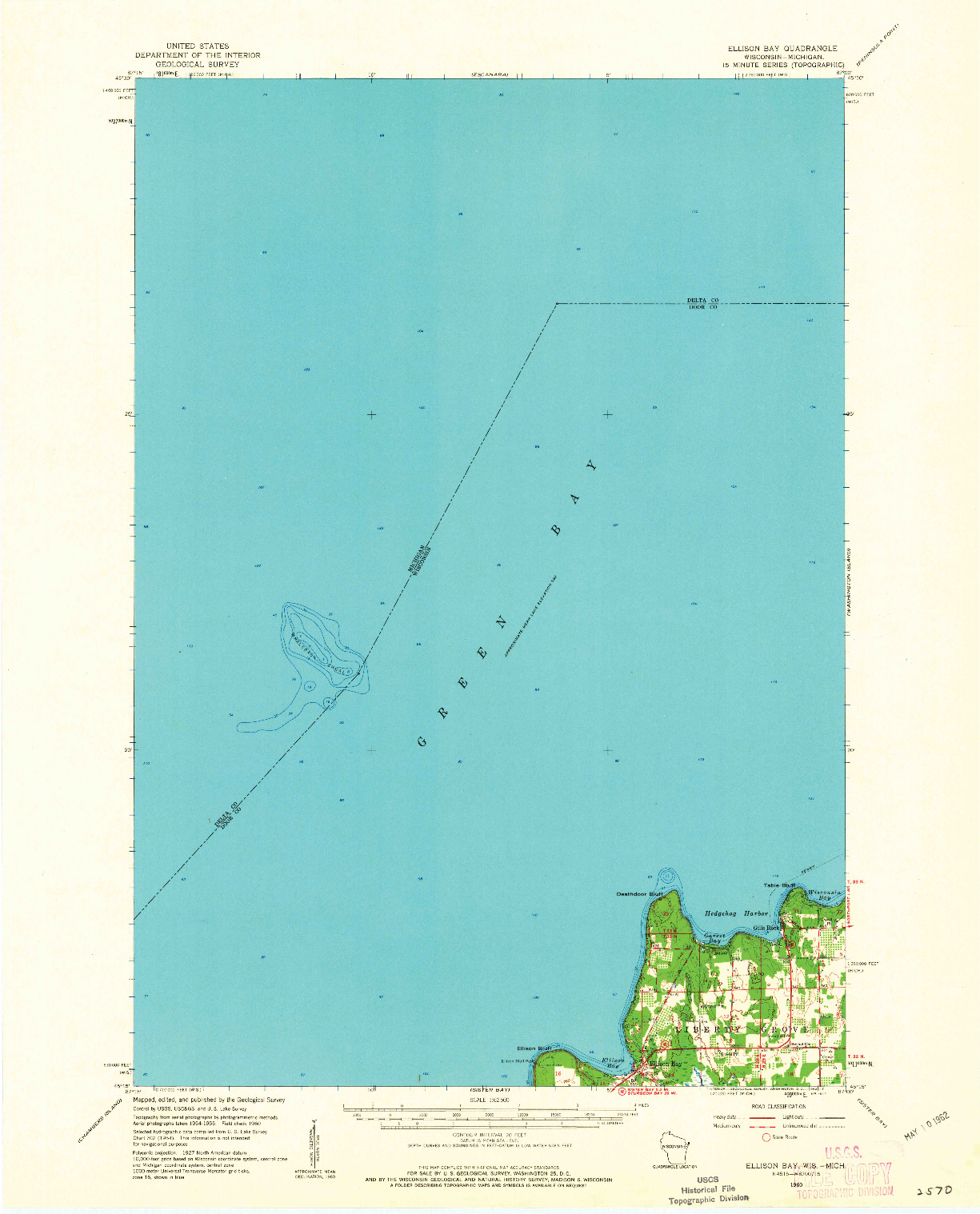 USGS 1:62500-SCALE QUADRANGLE FOR ELLISON BAY, WI 1960