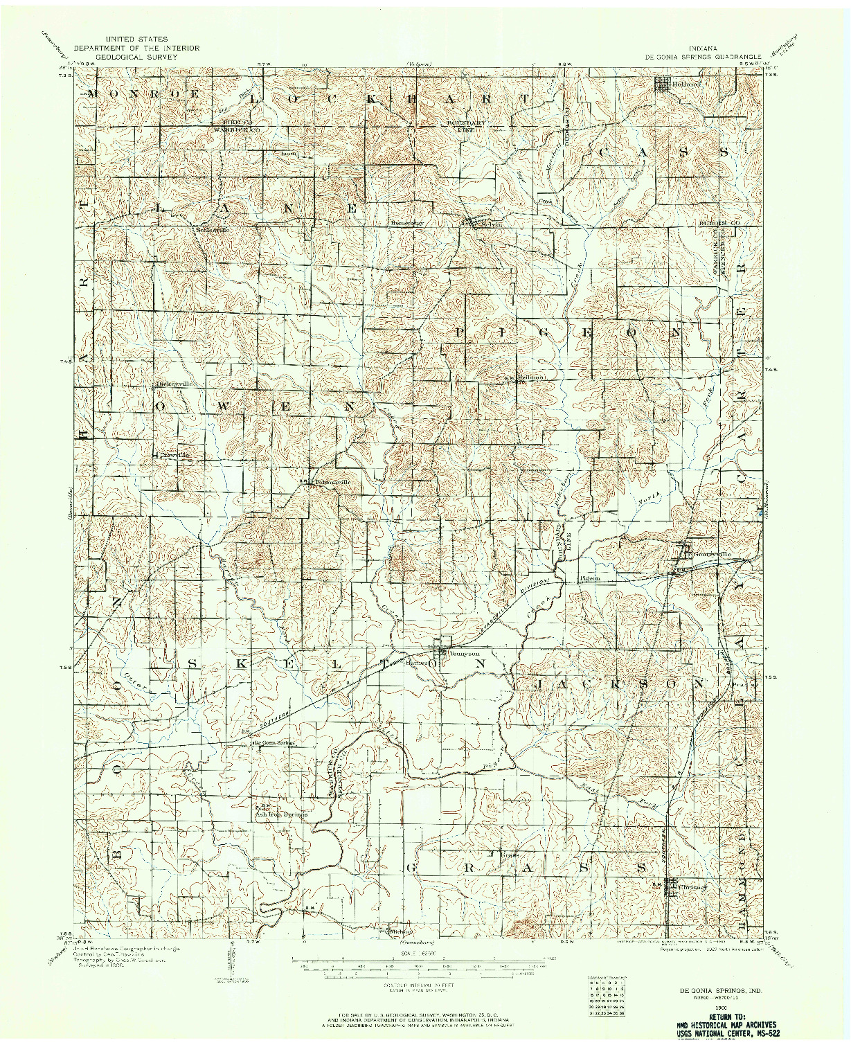 USGS 1:62500-SCALE QUADRANGLE FOR DE GONIA SPRINGS, IN 1900