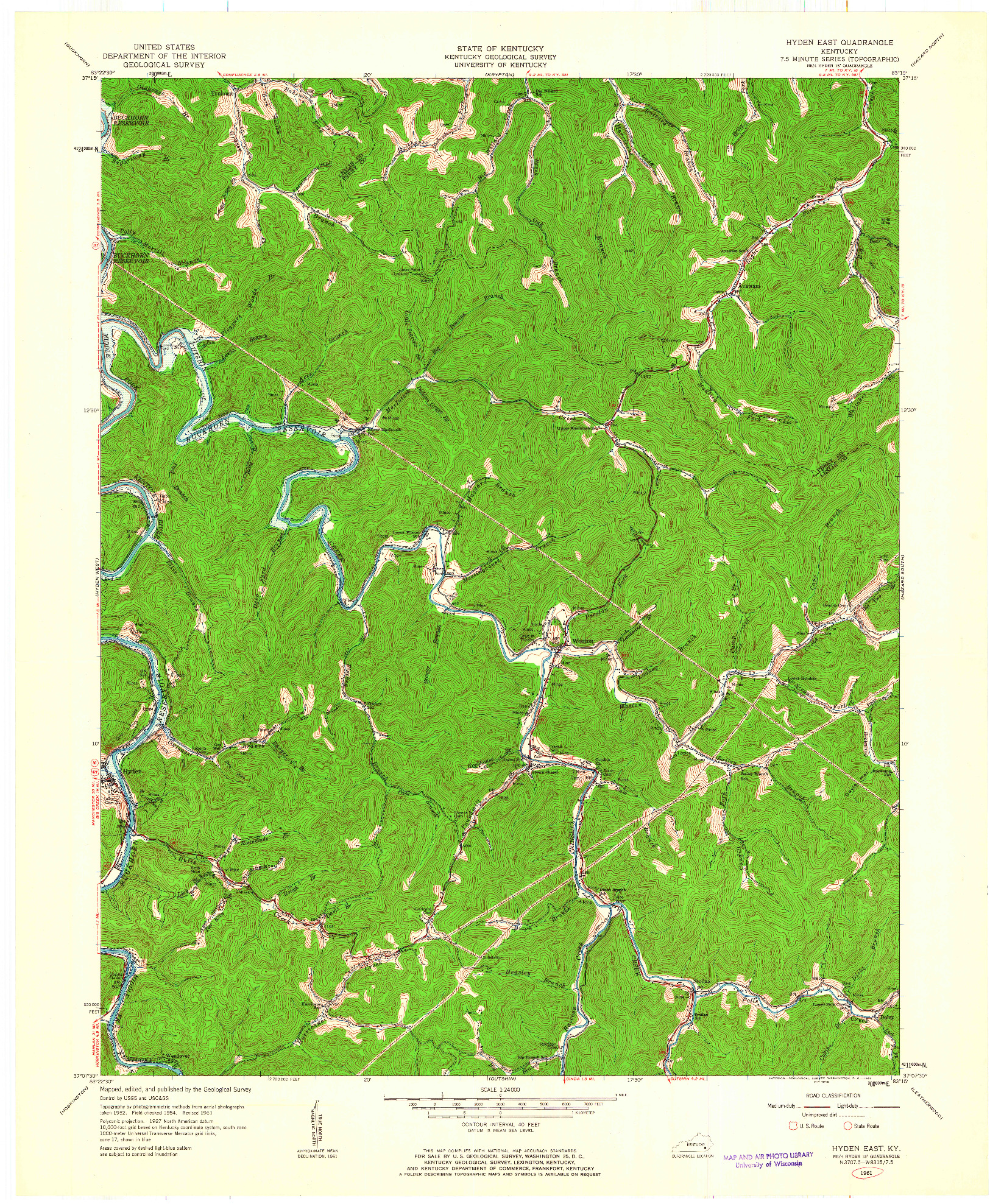 USGS 1:24000-SCALE QUADRANGLE FOR HYDEN EAST, KY 1961