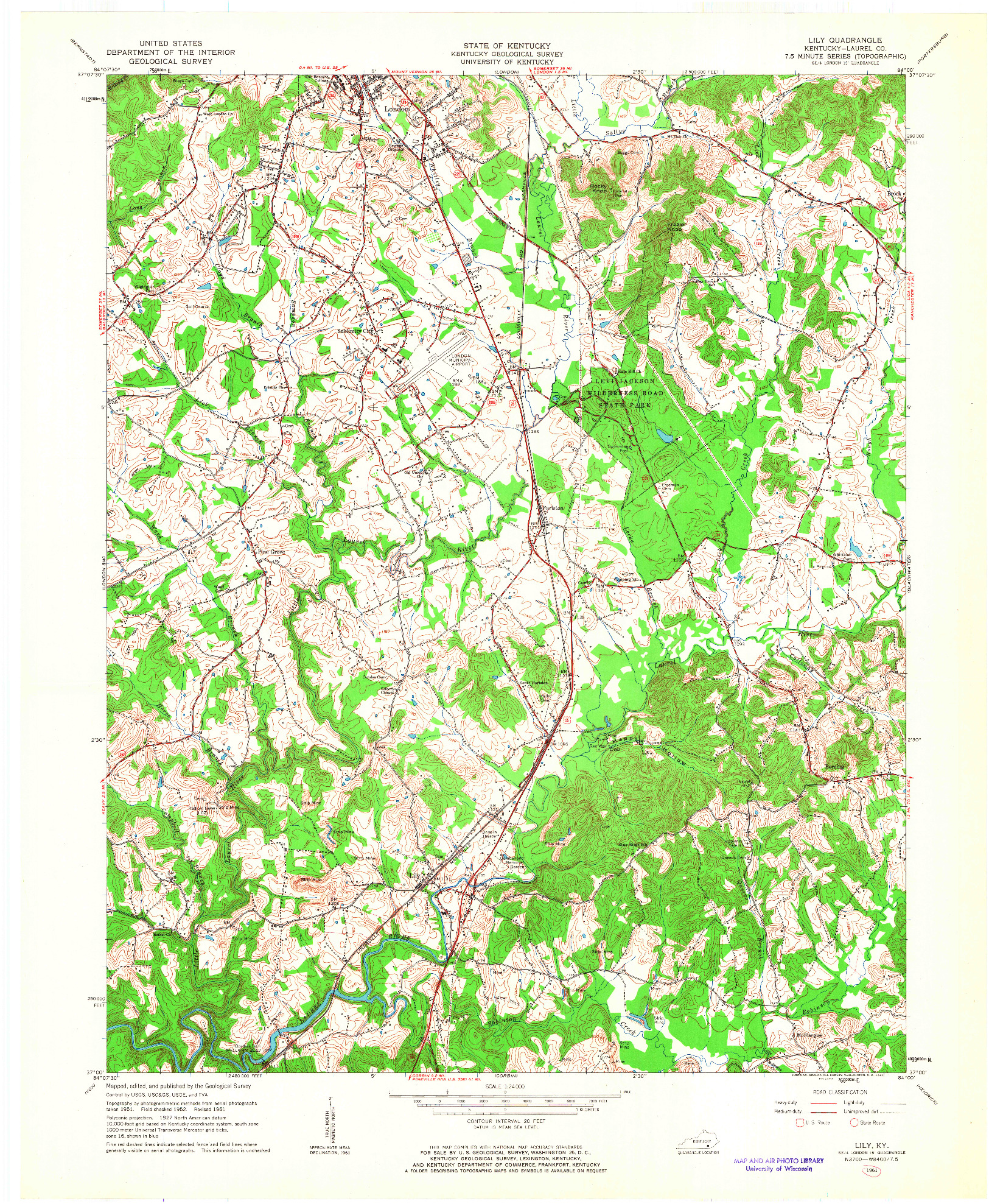 USGS 1:24000-SCALE QUADRANGLE FOR LILY, KY 1961