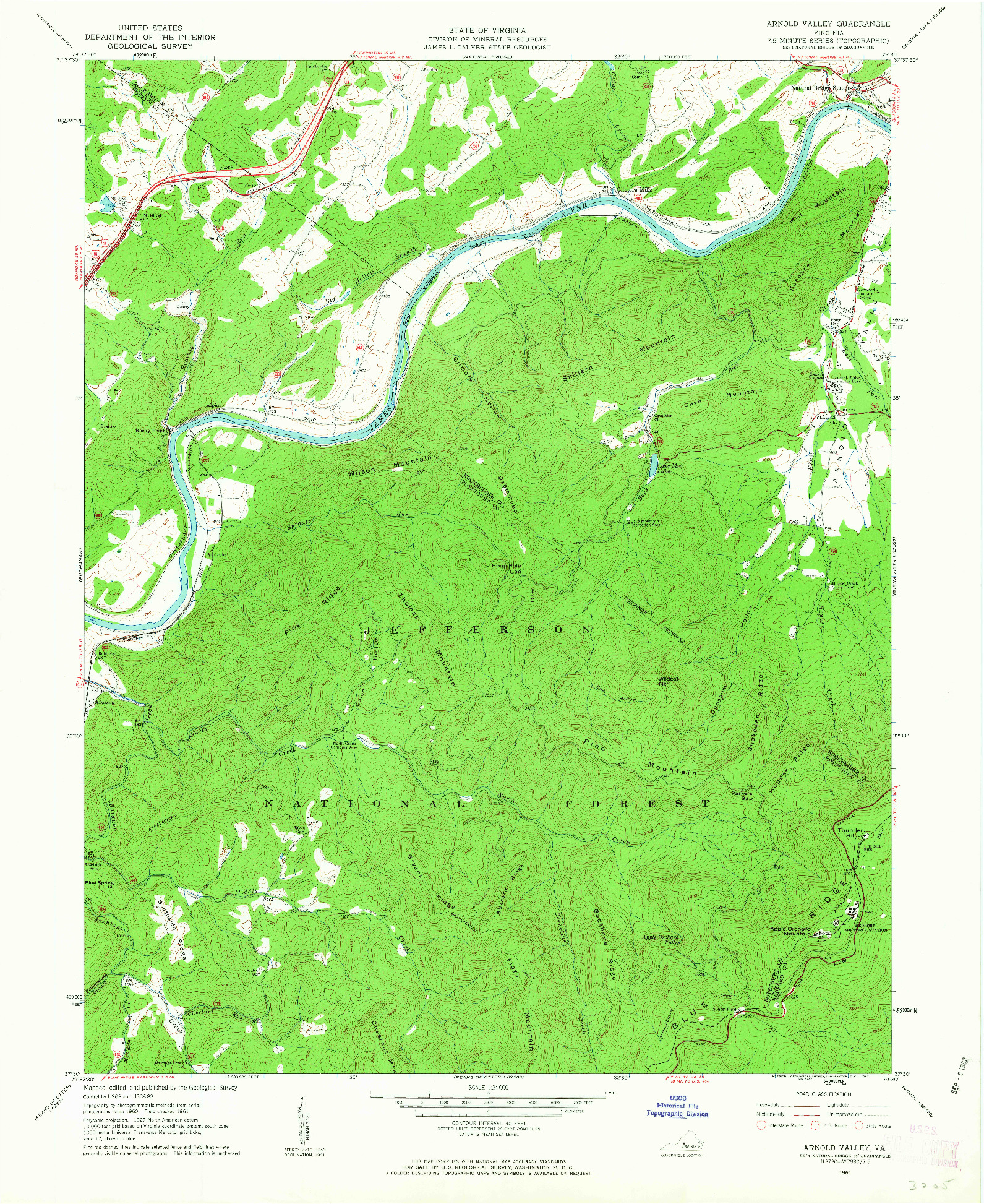 USGS 1:24000-SCALE QUADRANGLE FOR ARNOLD VALLEY, VA 1961