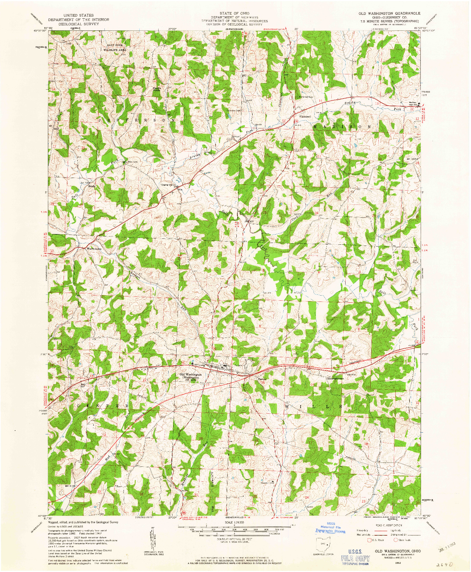 USGS 1:24000-SCALE QUADRANGLE FOR OLD WASHINGTON, OH 1962