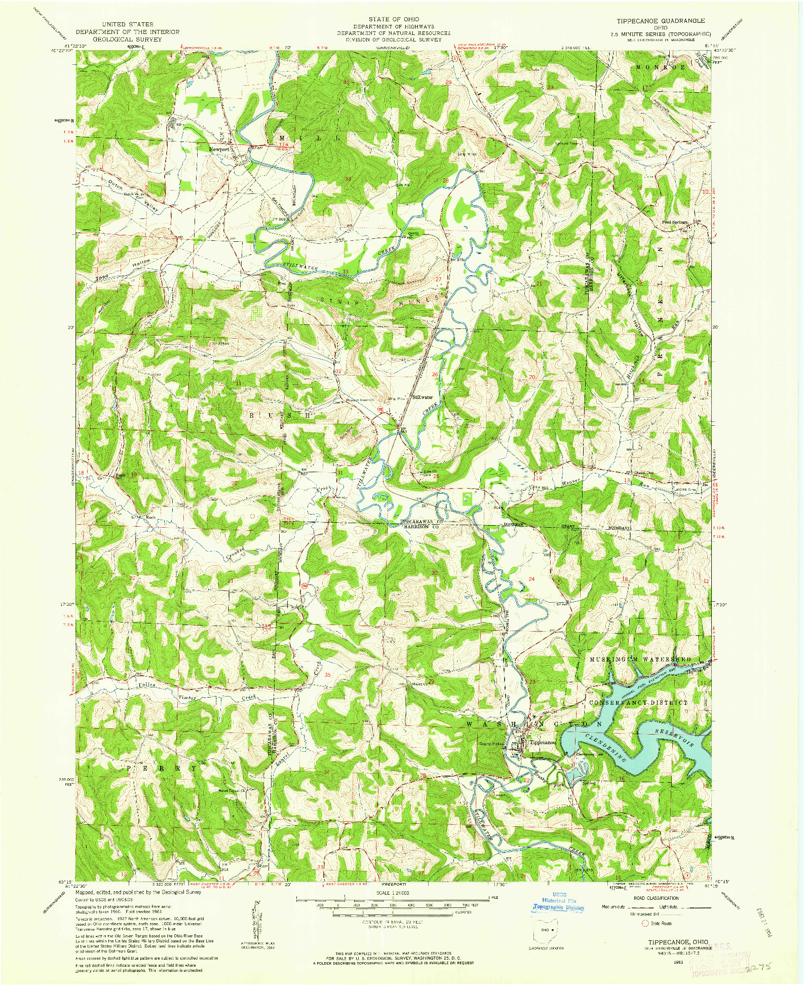 USGS 1:24000-SCALE QUADRANGLE FOR TIPPECANOE, OH 1961