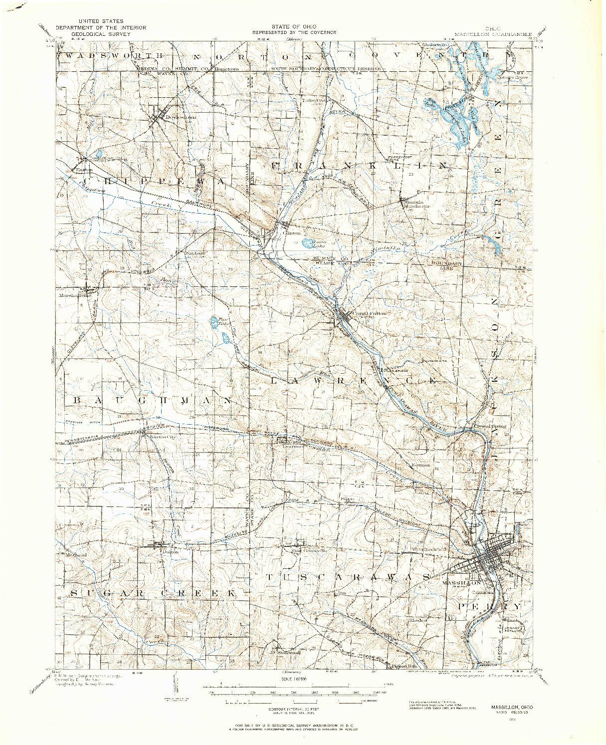 USGS 1:62500-SCALE QUADRANGLE FOR MASSILLON, OH 1901