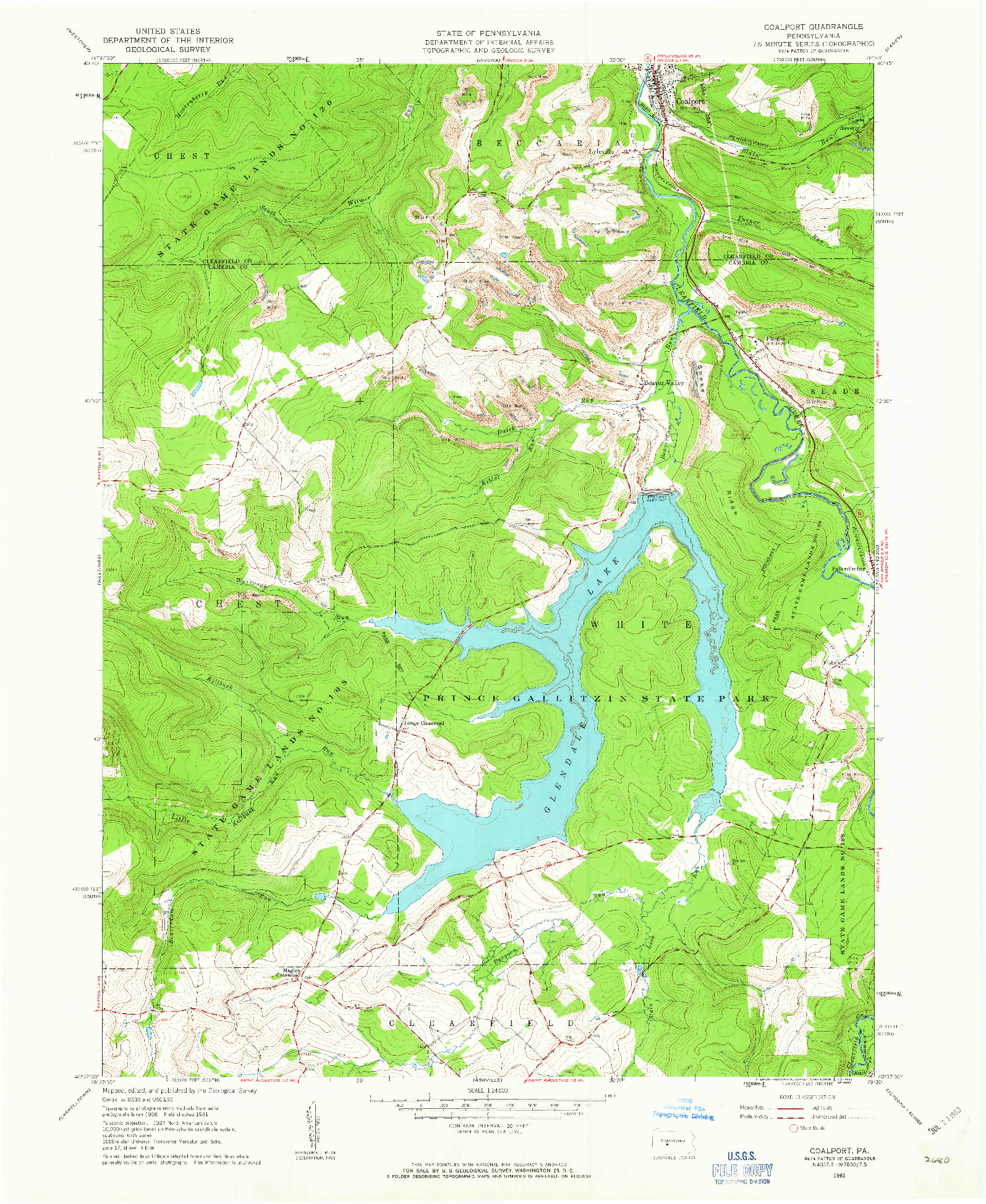 USGS 1:24000-SCALE QUADRANGLE FOR COALPORT, PA 1961