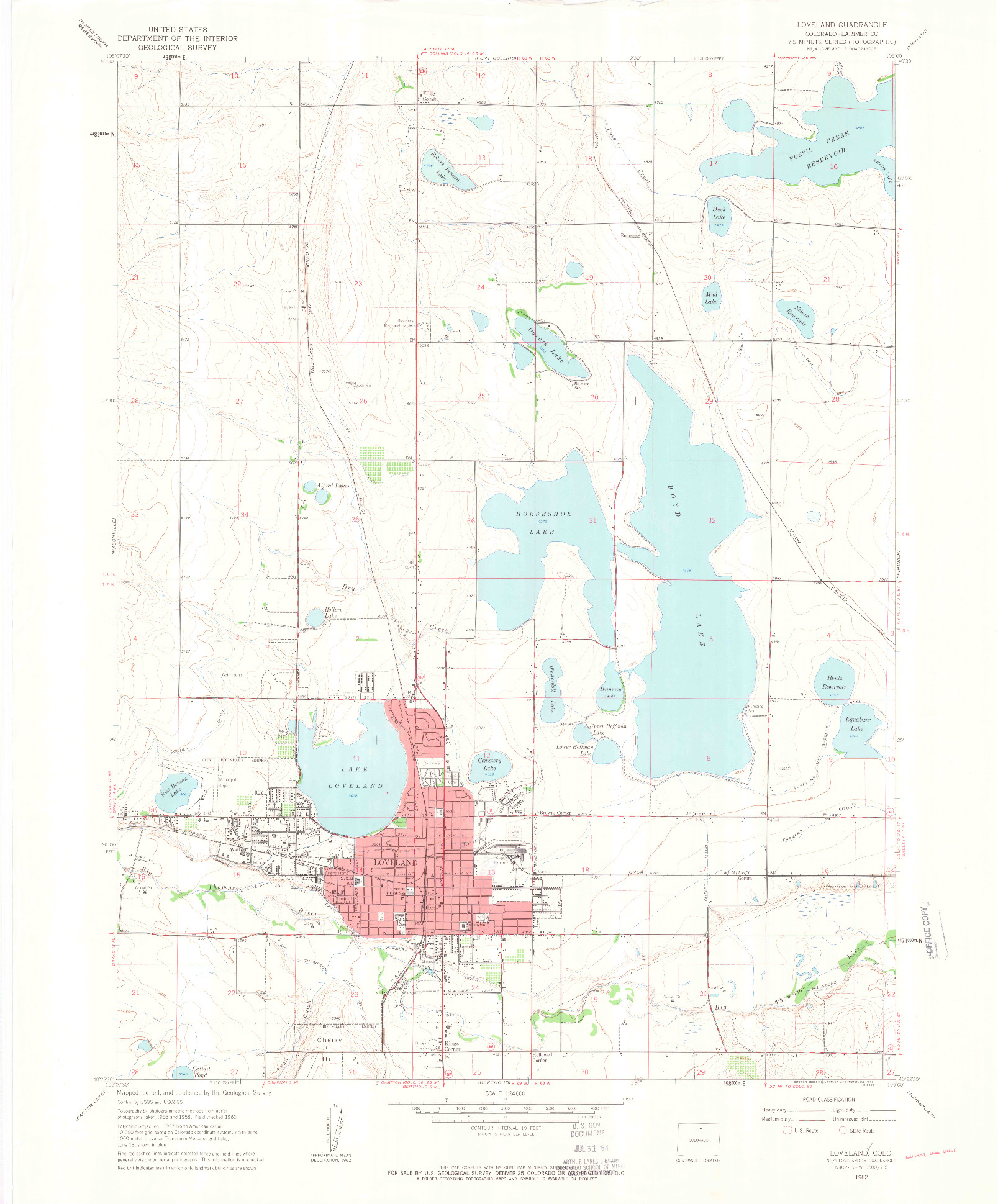 USGS 1:24000-SCALE QUADRANGLE FOR LOVELAND, CO 1962