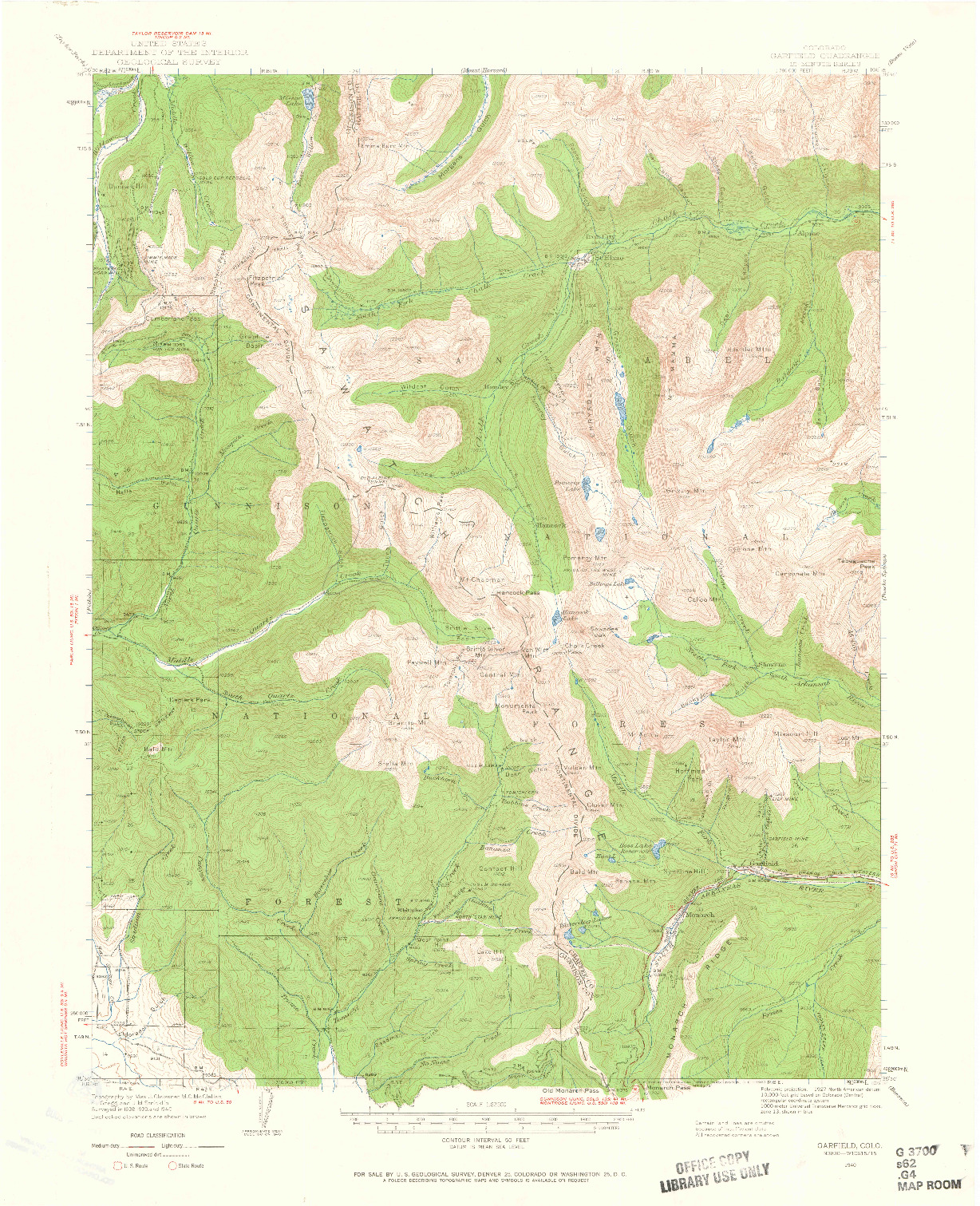 USGS 1:62500-SCALE QUADRANGLE FOR GARFIELD, CO 1940