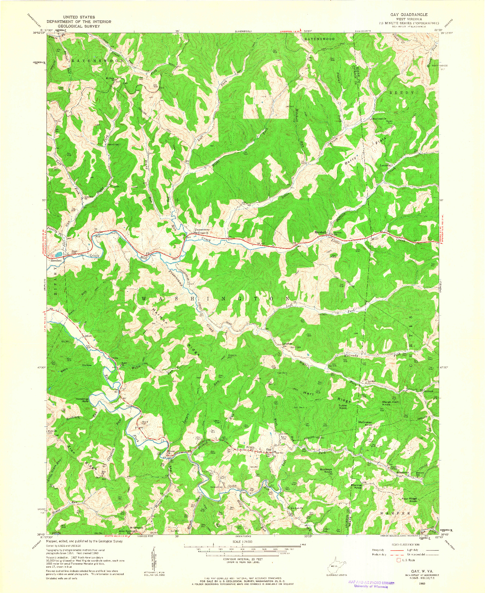 USGS 1:24000-SCALE QUADRANGLE FOR GAY, WV 1960