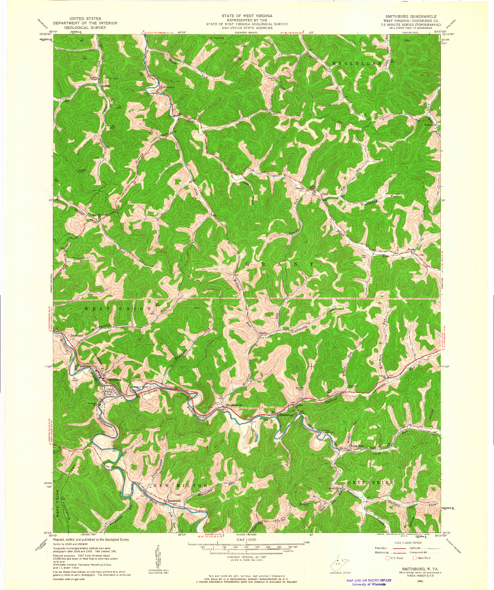 USGS 1:24000-SCALE QUADRANGLE FOR SMITHBURG, WV 1961
