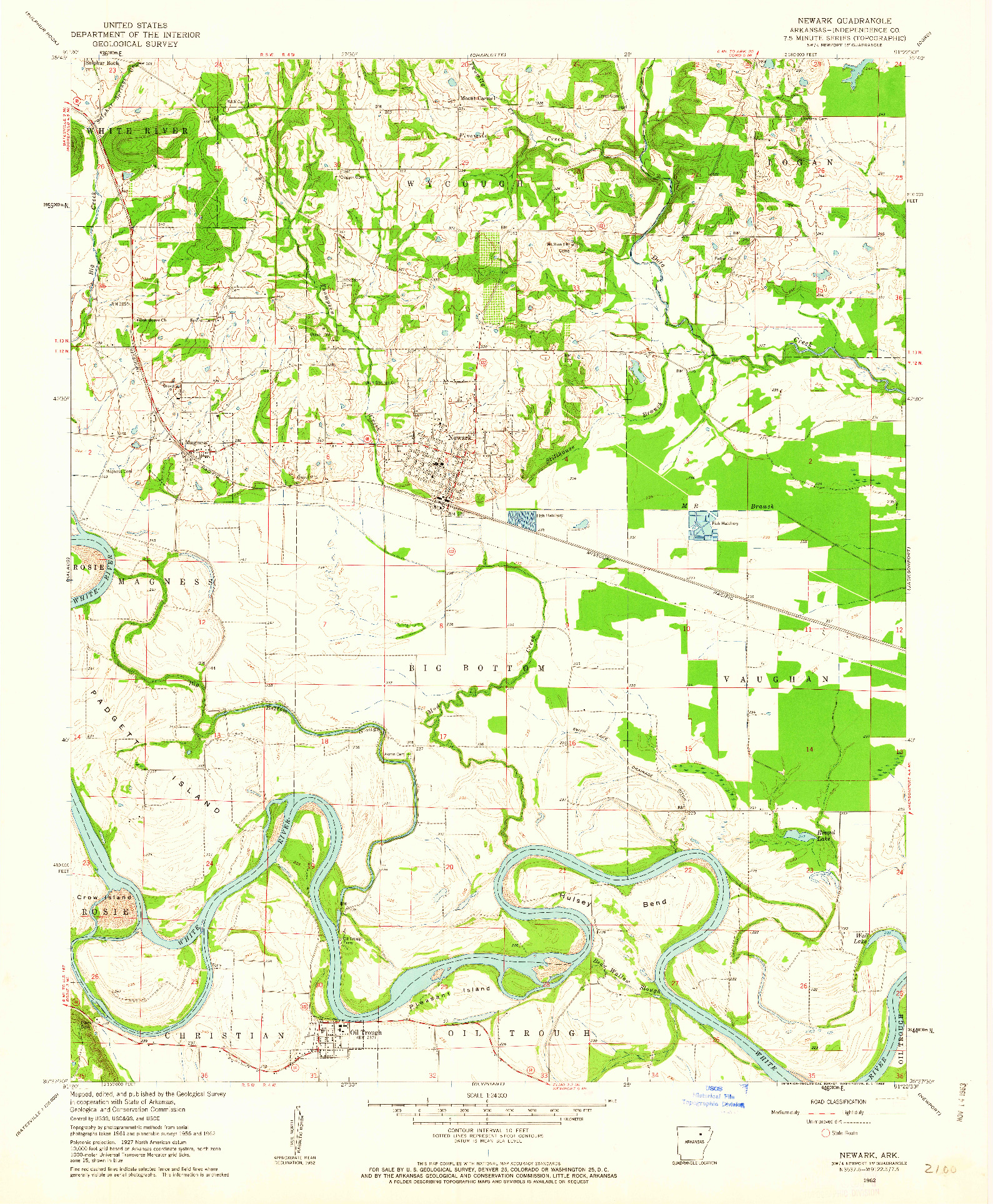 USGS 1:24000-SCALE QUADRANGLE FOR NEWARK, AR 1962