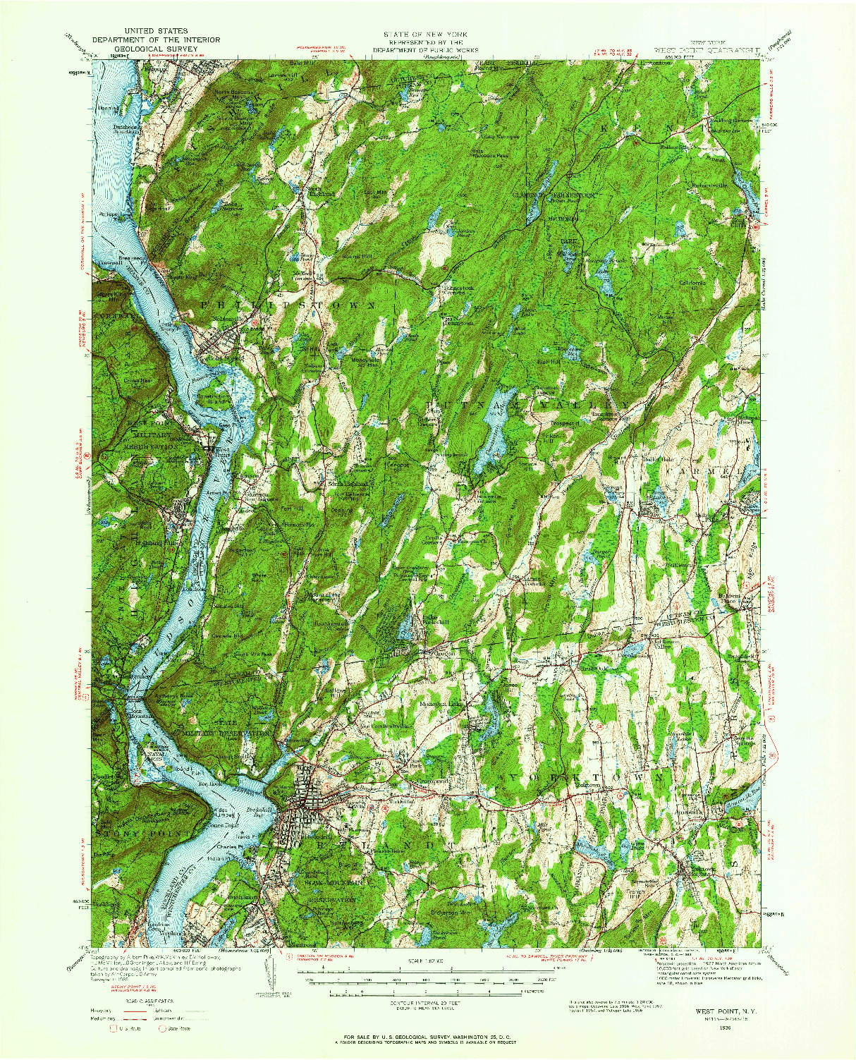 USGS 1:62500-SCALE QUADRANGLE FOR WEST POINT, NY 1936
