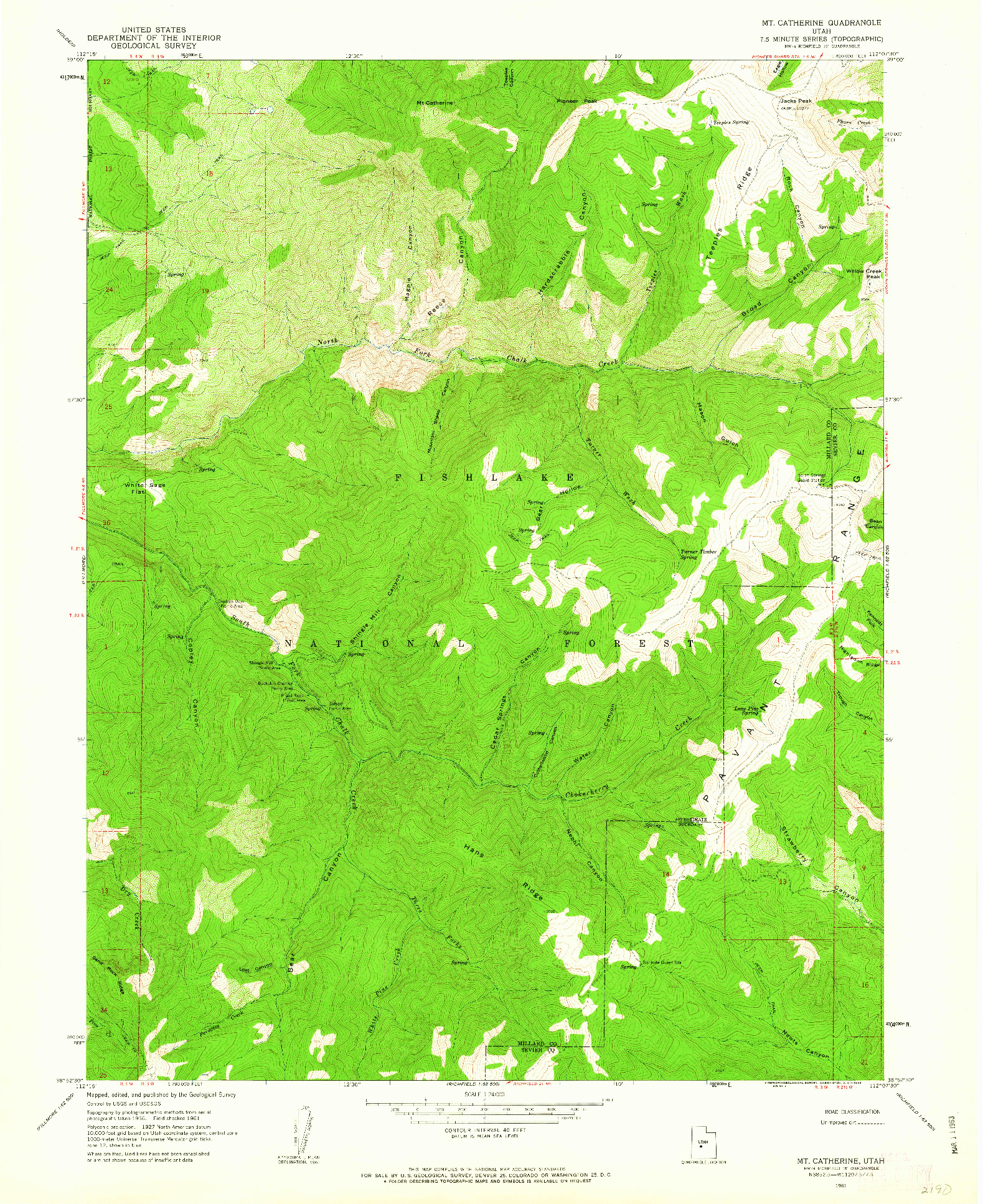 USGS 1:24000-SCALE QUADRANGLE FOR MT. CATHERINE, UT 1961