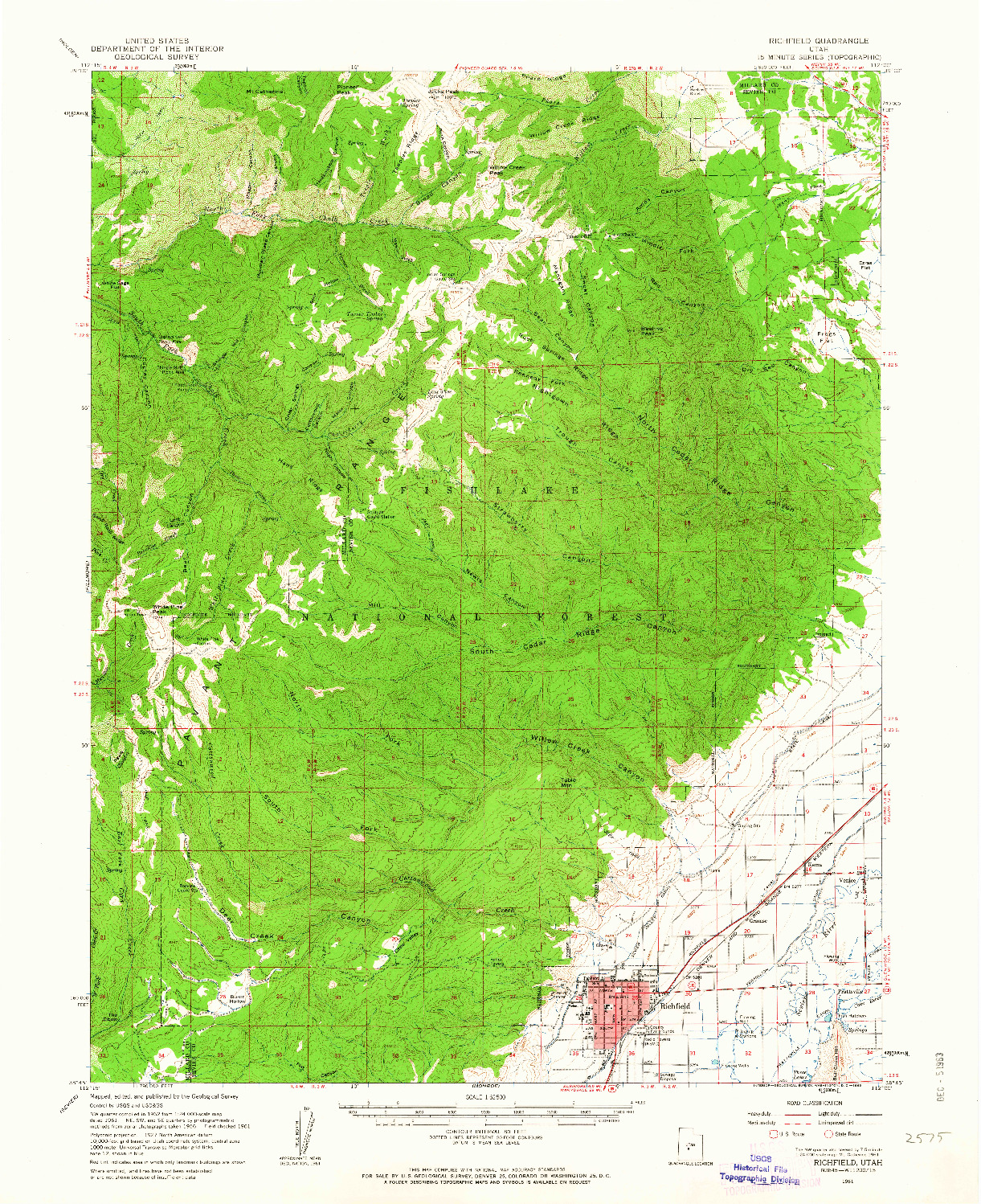 USGS 1:62500-SCALE QUADRANGLE FOR RICHFIELD, UT 1961