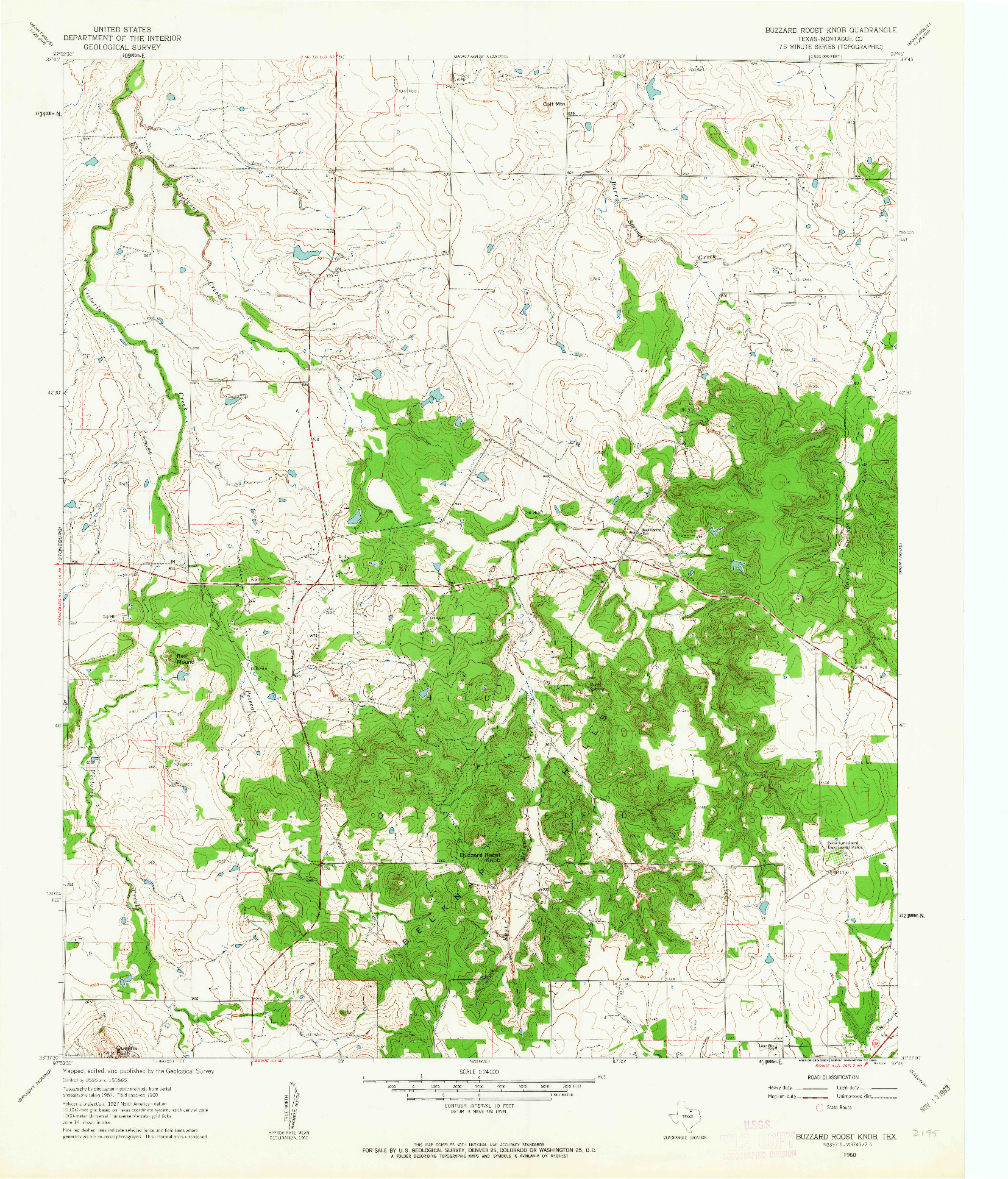 USGS 1:24000-SCALE QUADRANGLE FOR BUZZARD ROOST KNOB, TX 1960