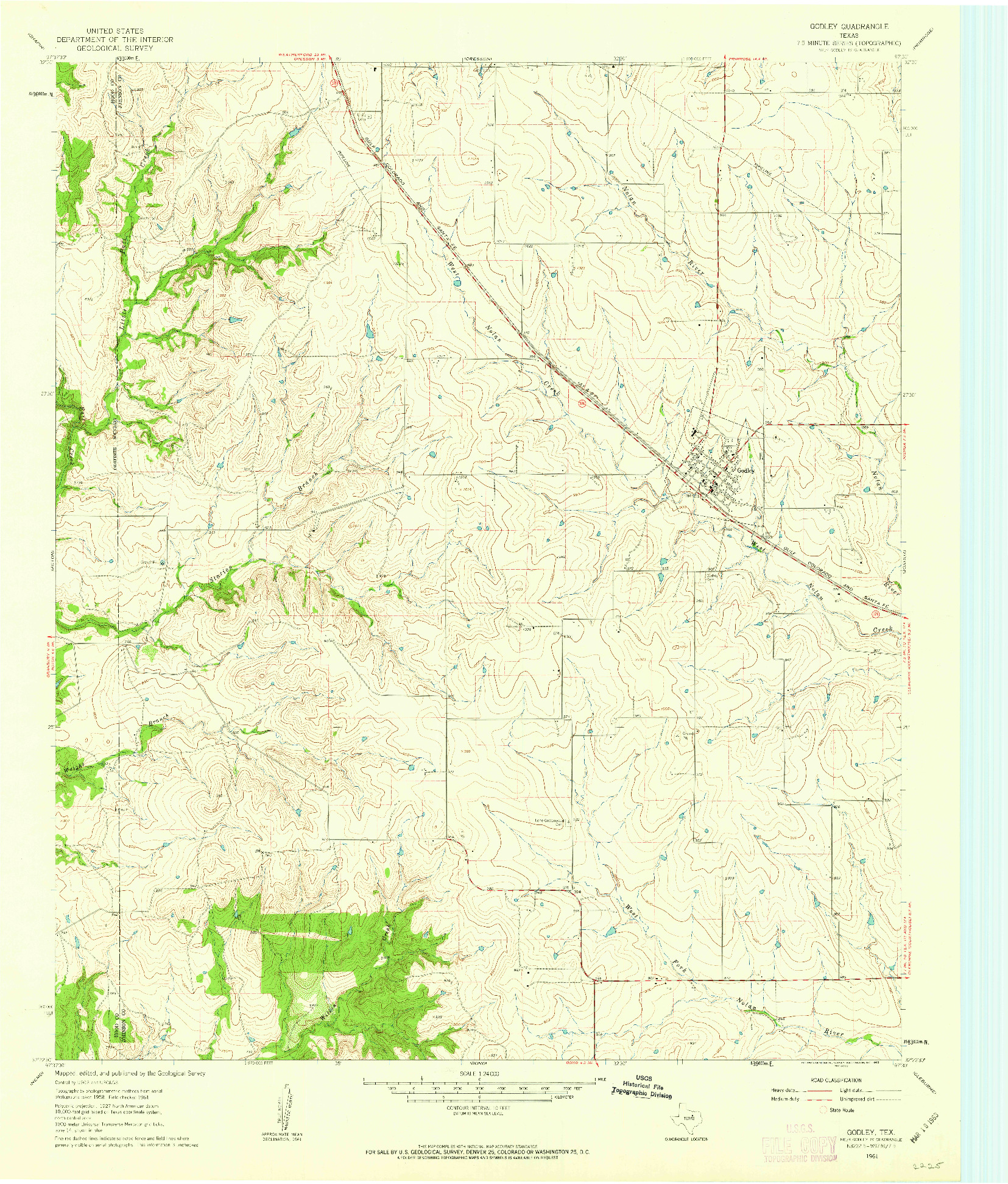 USGS 1:24000-SCALE QUADRANGLE FOR GODLEY, TX 1961