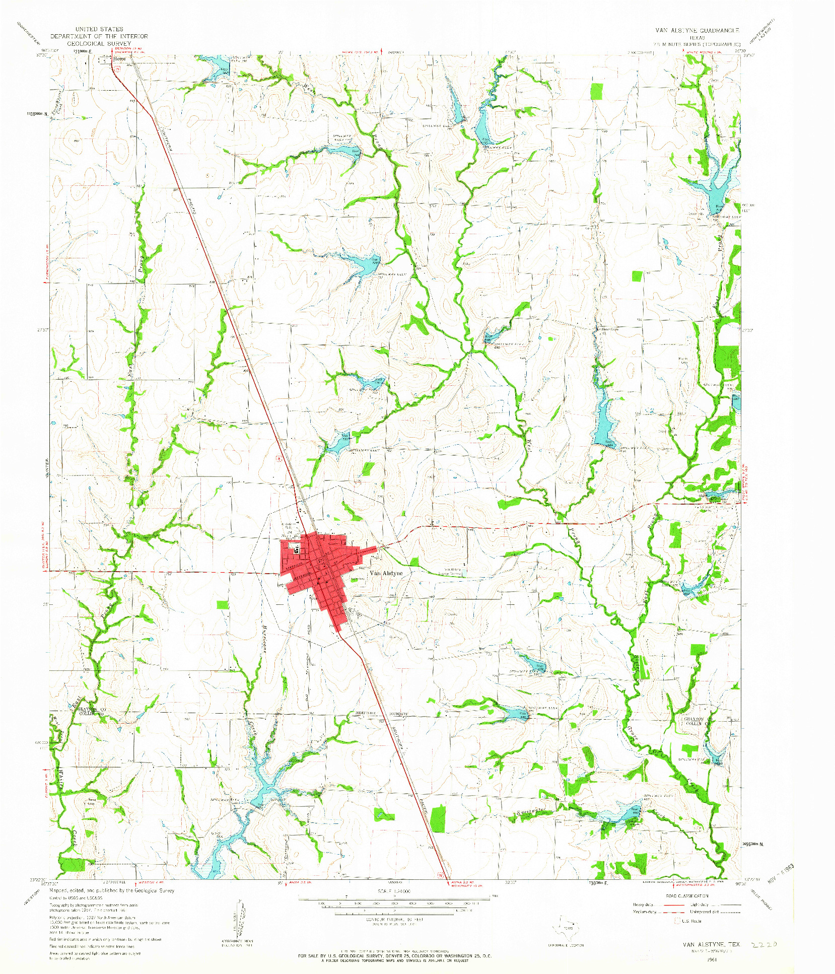 USGS 1:24000-SCALE QUADRANGLE FOR VAN ALSTYNE, TX 1961