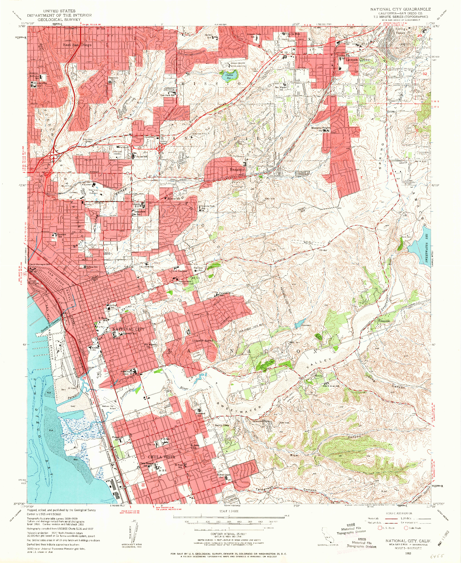 USGS 1:24000-SCALE QUADRANGLE FOR NATIONAL CITY, CA 1953