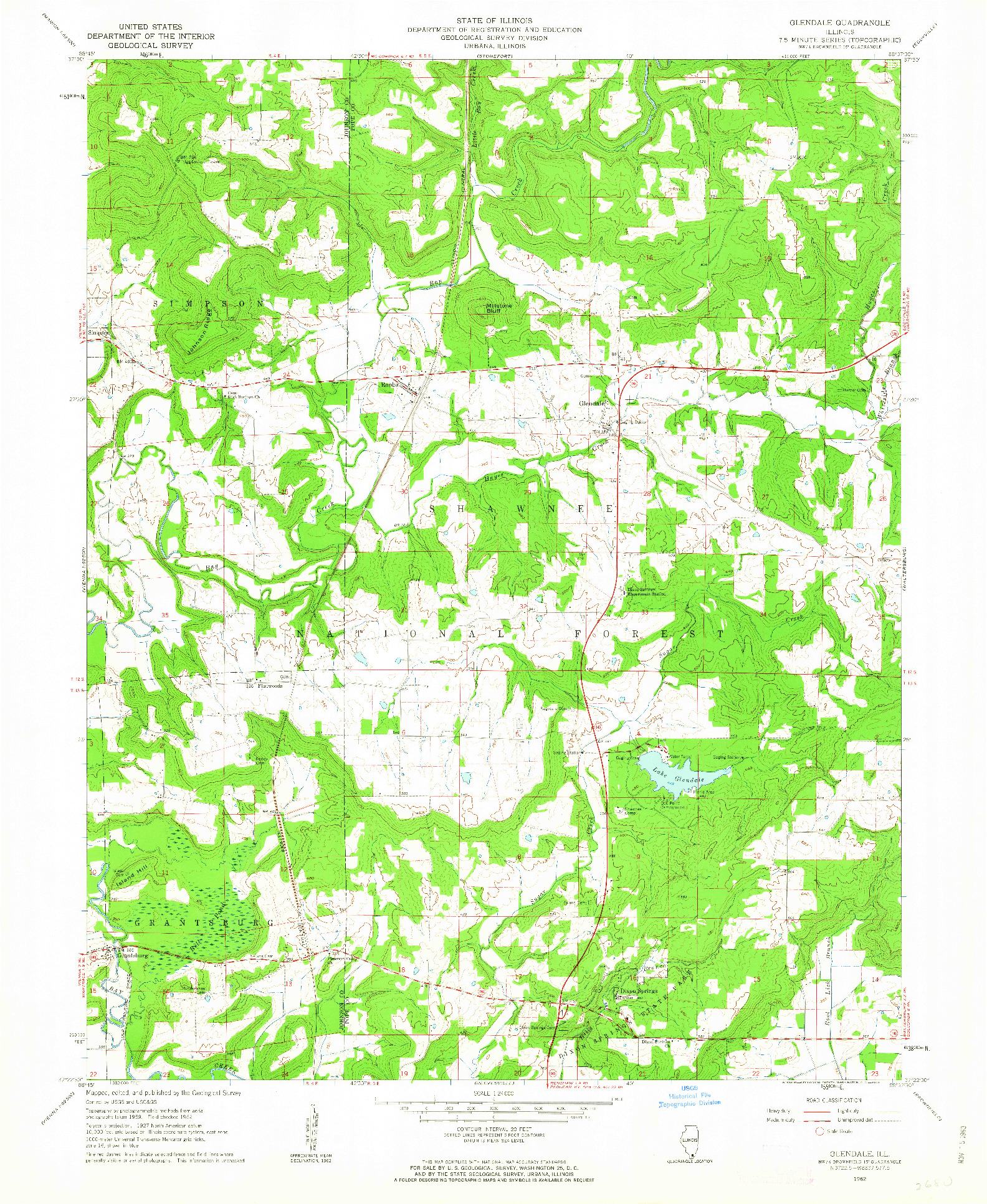 USGS 1:24000-SCALE QUADRANGLE FOR GLENDALE, IL 1962