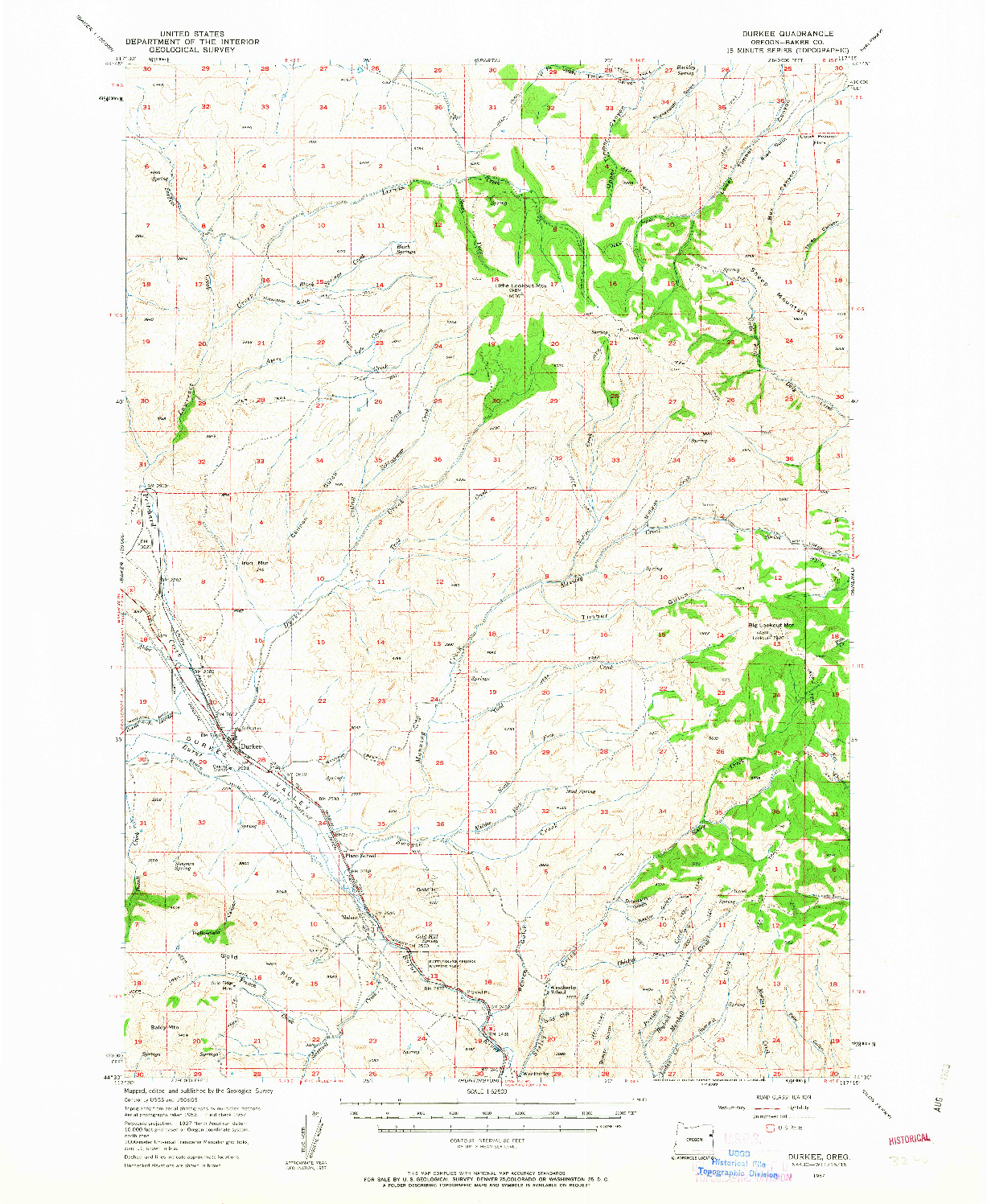 USGS 1:62500-SCALE QUADRANGLE FOR DURKEE, OR 1957