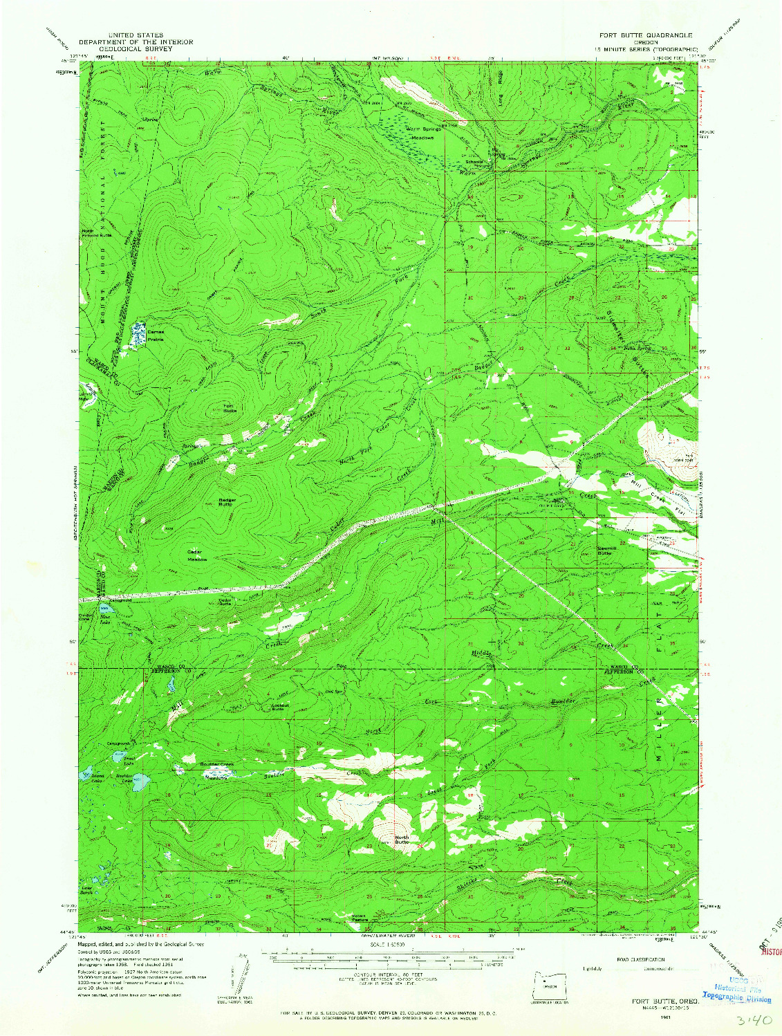 USGS 1:62500-SCALE QUADRANGLE FOR FORT BUTTE, OR 1961