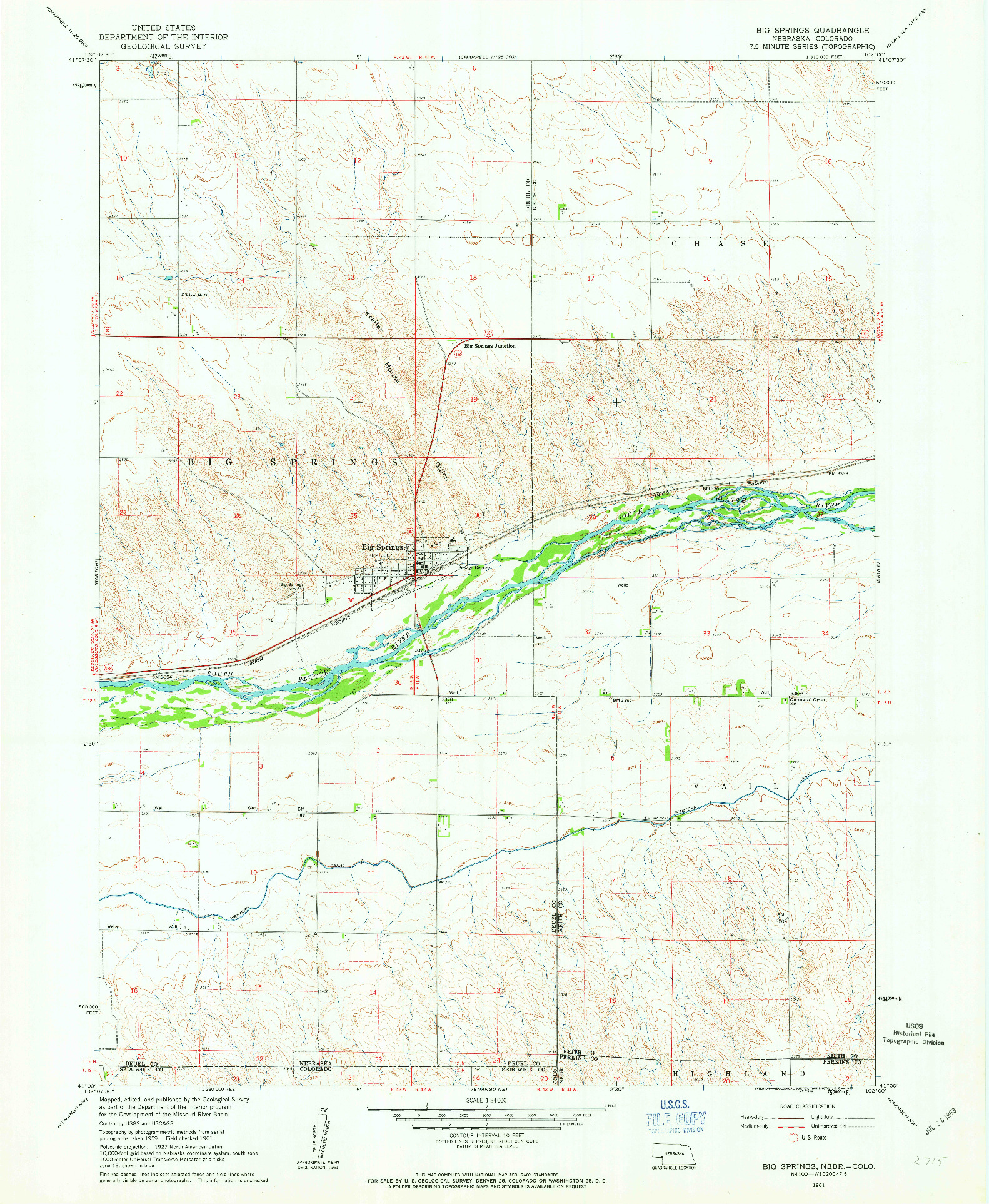USGS 1:24000-SCALE QUADRANGLE FOR BIG SPRINGS, NE 1961