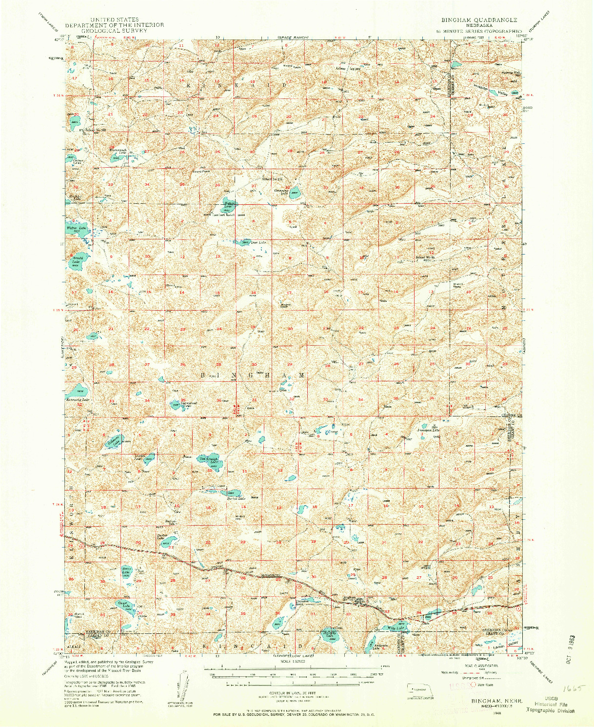 USGS 1:62500-SCALE QUADRANGLE FOR BINGHAM, NE 1948