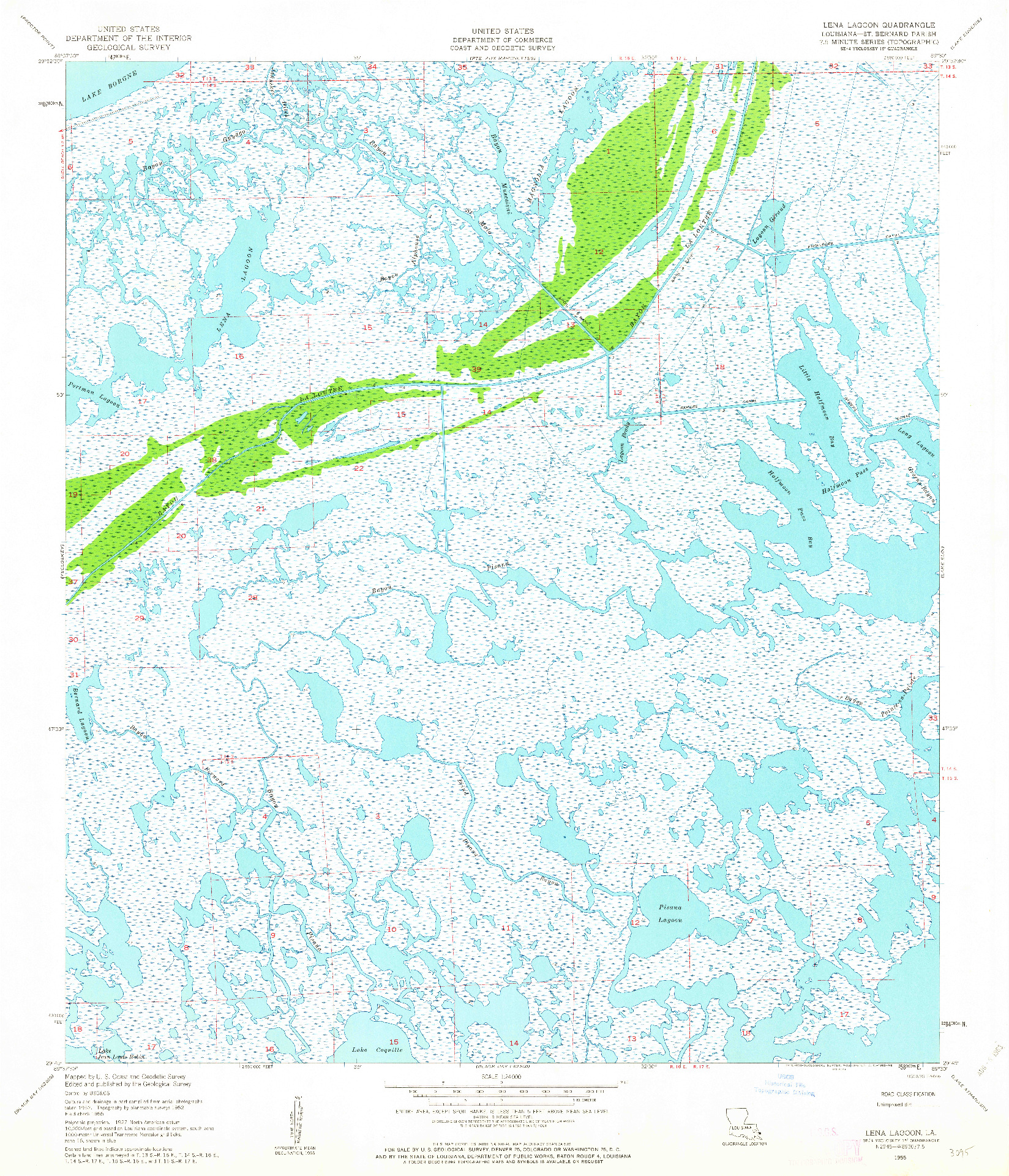 USGS 1:24000-SCALE QUADRANGLE FOR LENA LAGOON, LA 1955