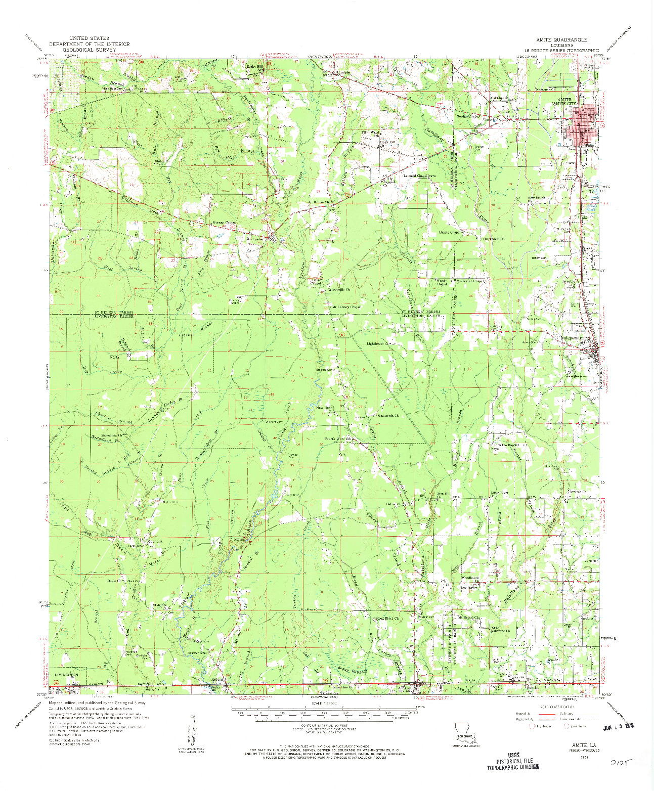 USGS 1:62500-SCALE QUADRANGLE FOR AMITE, LA 1959