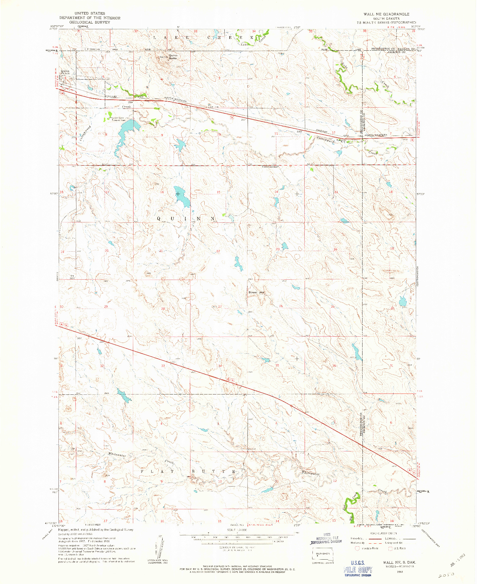 USGS 1:24000-SCALE QUADRANGLE FOR WALL NE, SD 1961