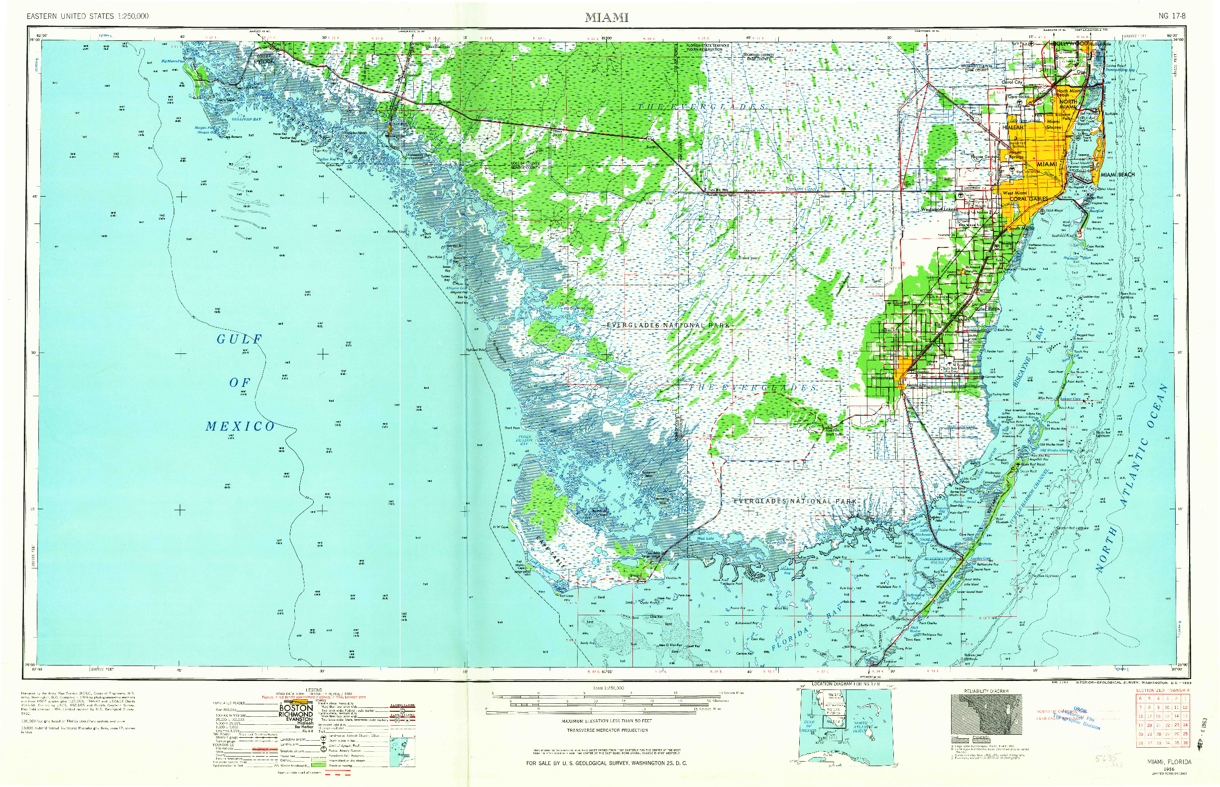 USGS 1:250000-SCALE QUADRANGLE FOR MIAMI, FL 1956