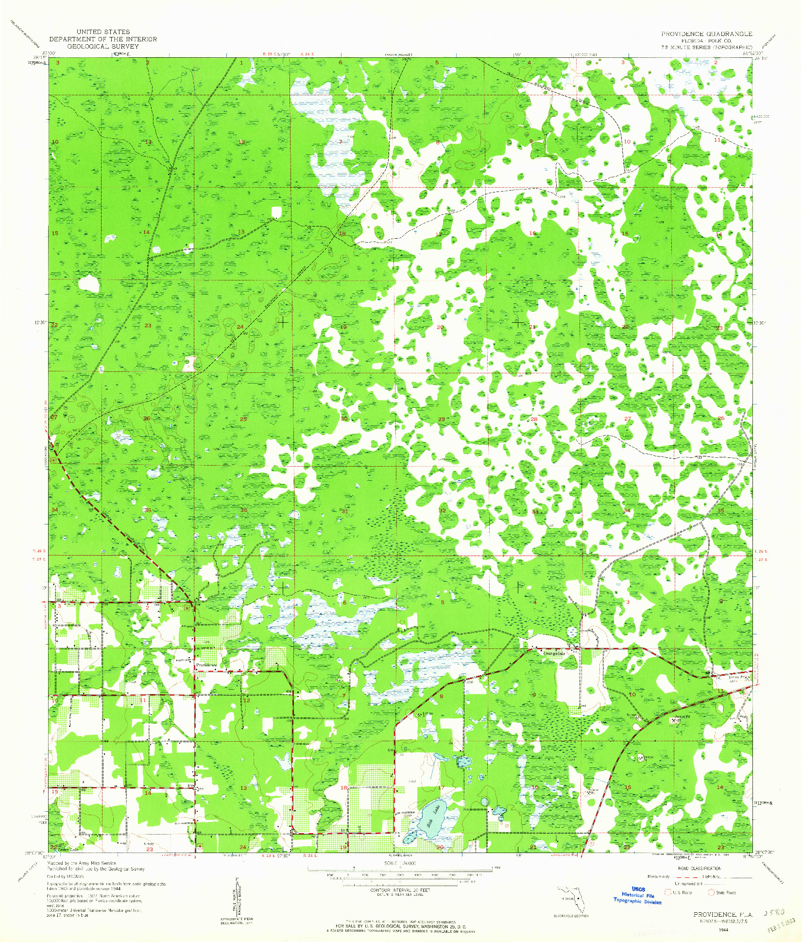 USGS 1:24000-SCALE QUADRANGLE FOR PROVIDENCE, FL 1944