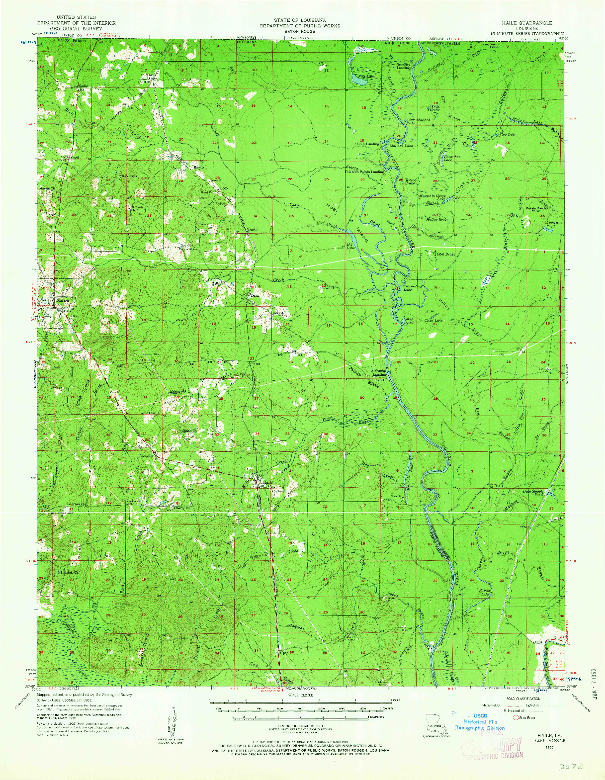 USGS 1:62500-SCALE QUADRANGLE FOR HAILE, LA 1956