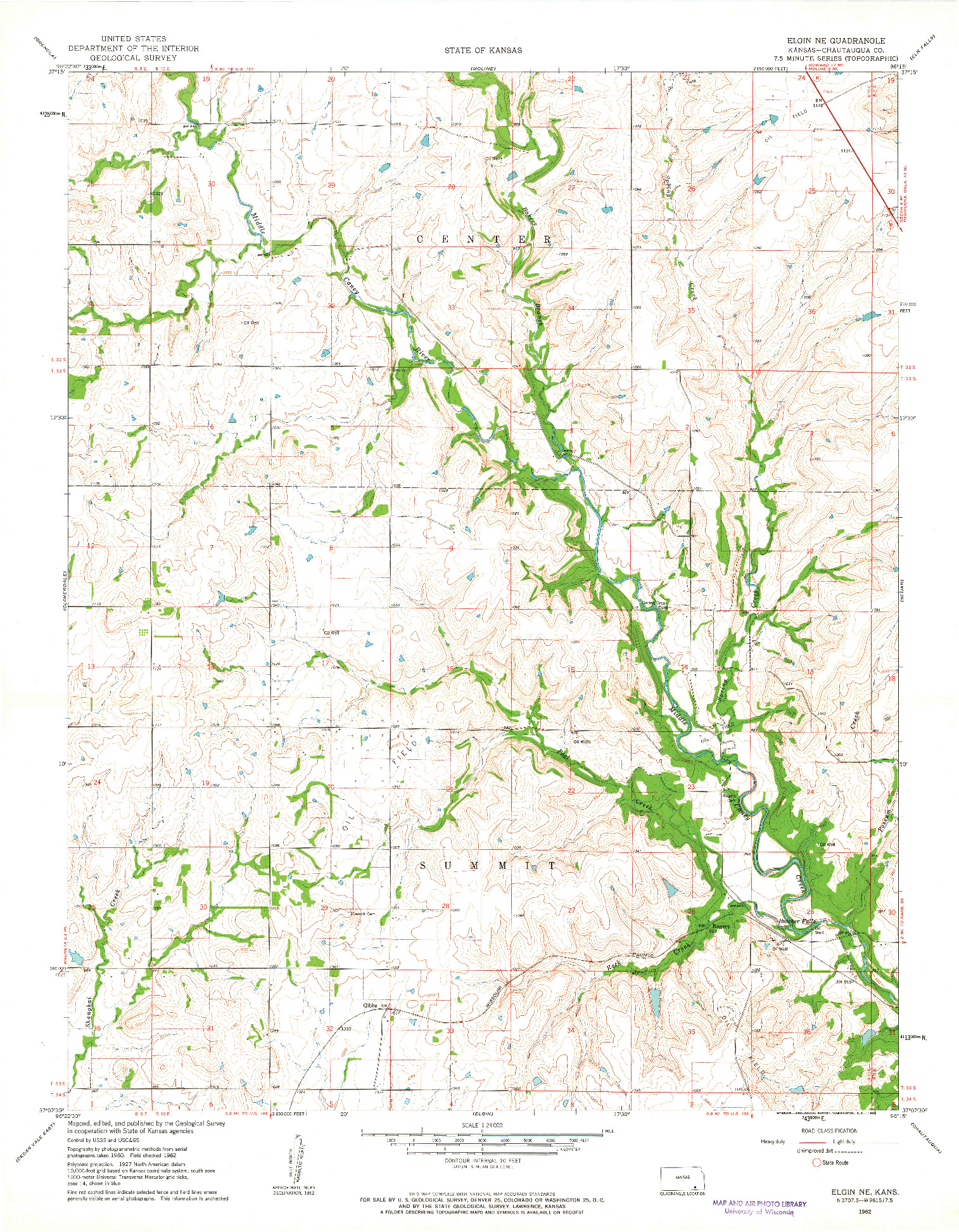 USGS 1:24000-SCALE QUADRANGLE FOR ELGIN NE, KS 1962