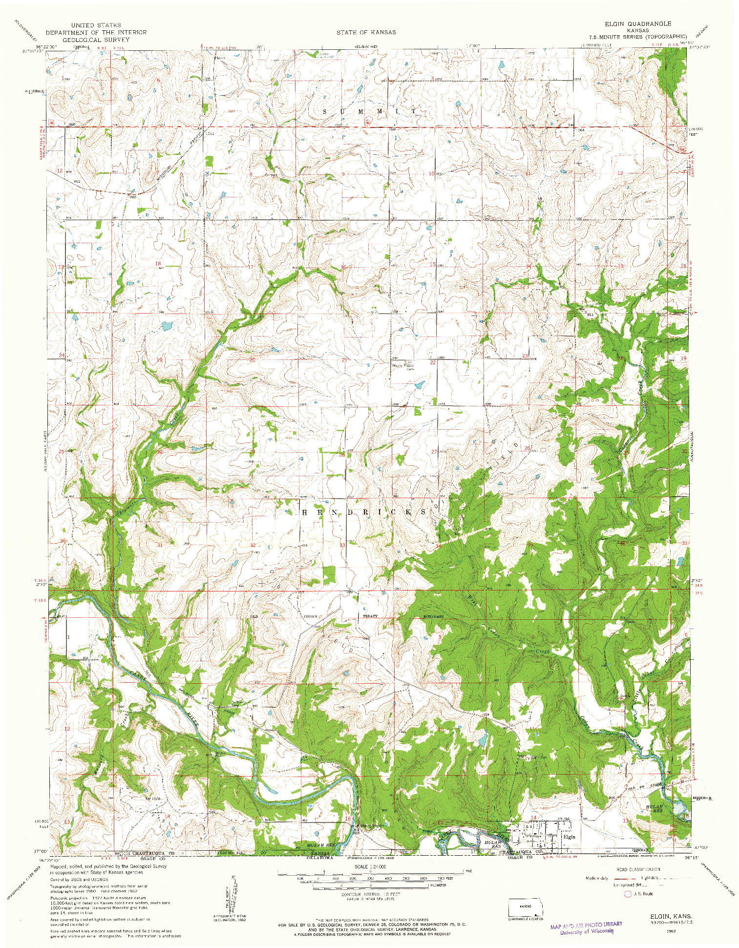 USGS 1:24000-SCALE QUADRANGLE FOR ELGIN, KS 1962