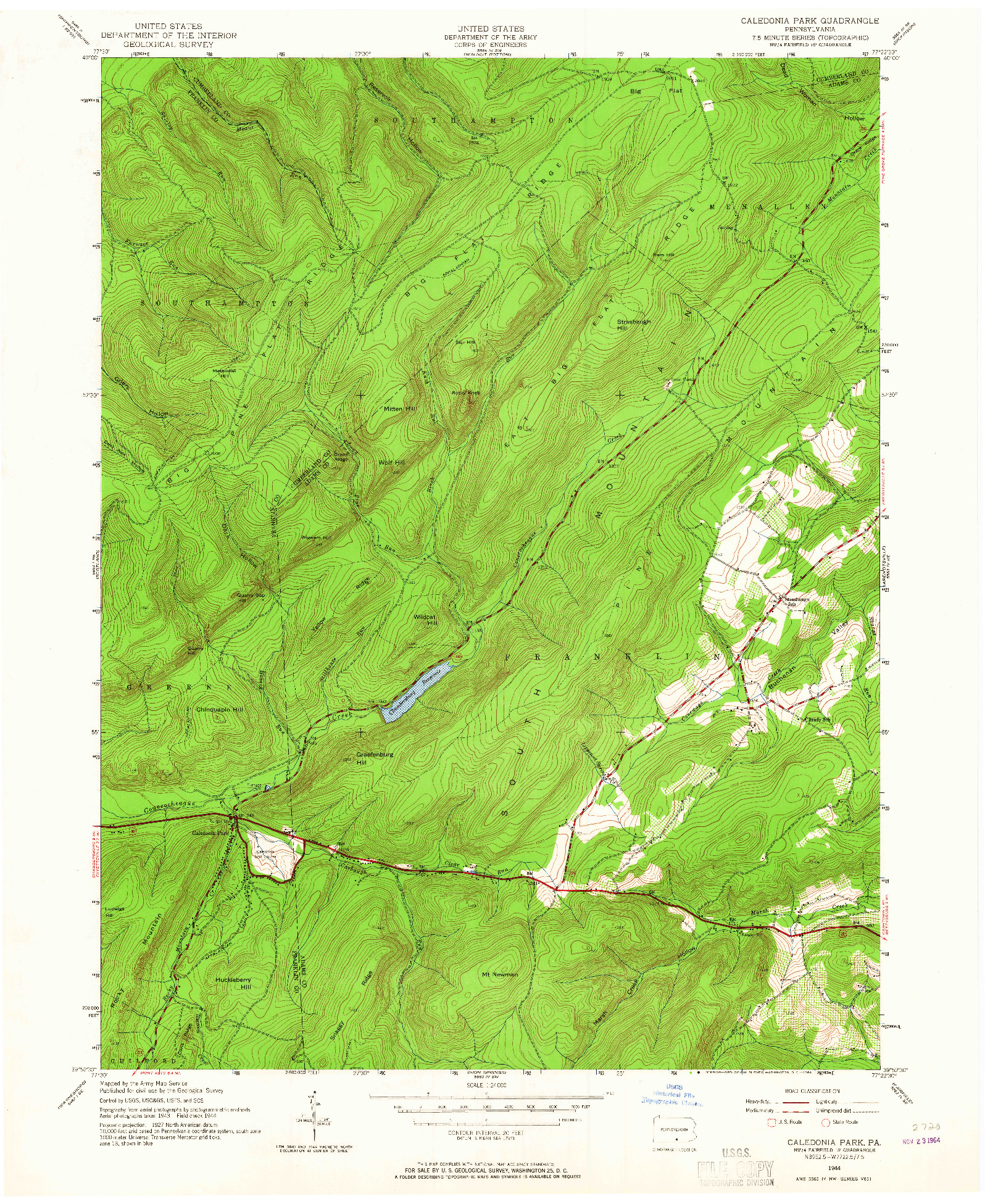 USGS 1:24000-SCALE QUADRANGLE FOR CALEDONIA PARK, PA 1944