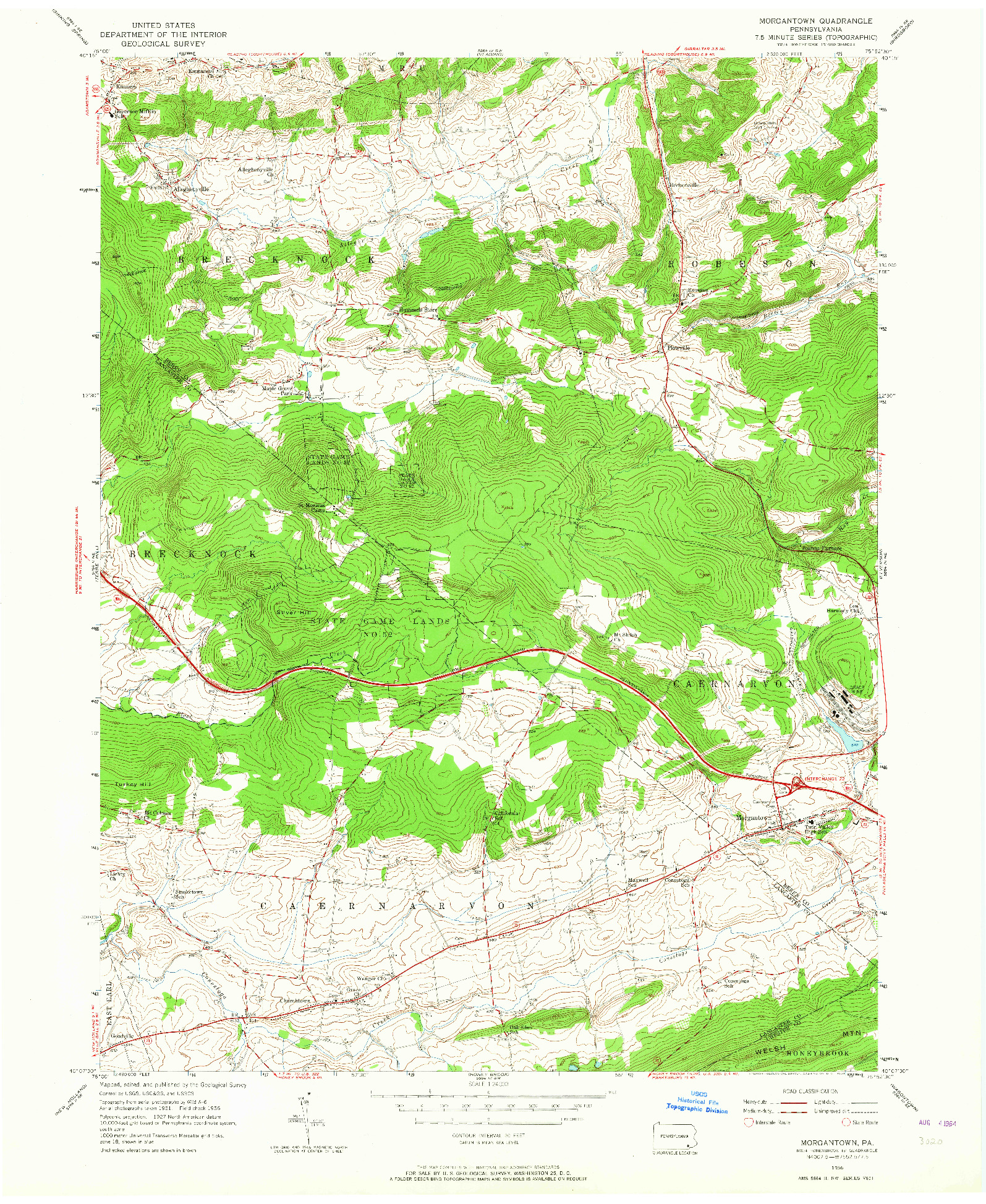 USGS 1:24000-SCALE QUADRANGLE FOR MORGANTOWN, PA 1956