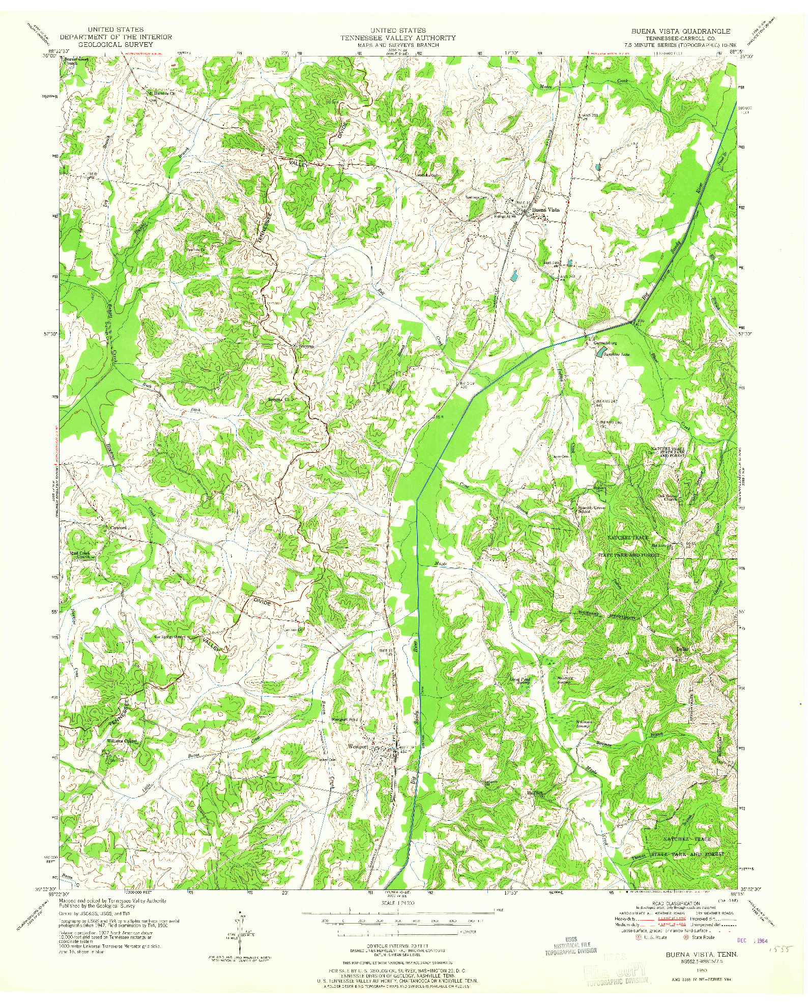 USGS 1:24000-SCALE QUADRANGLE FOR BUENA VISTA, TN 1950